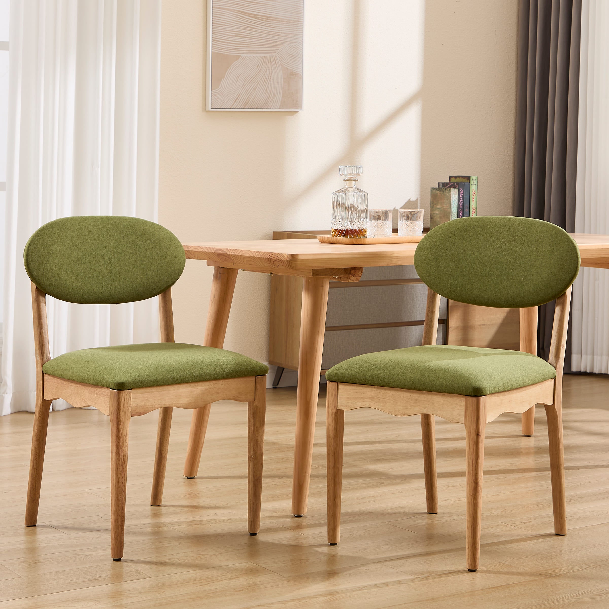 ROCITY Wooden Upholstered Dining Chair Set of 2 - 10066DC