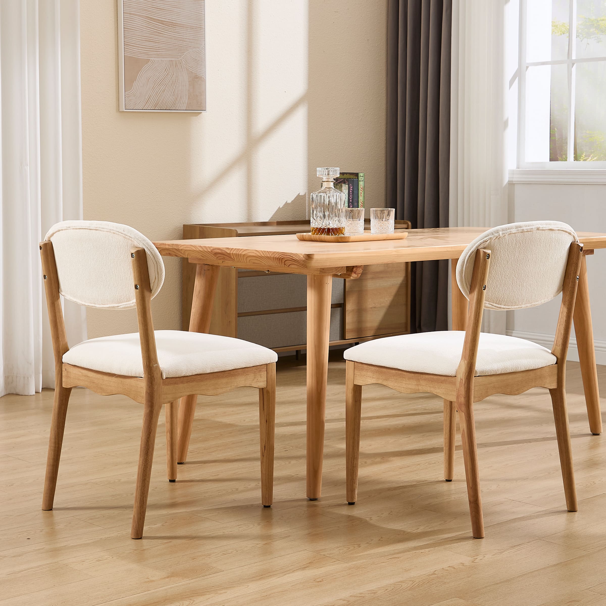 ROCITY Wooden Upholstered Dining Chair Set of 2 - 10066DC