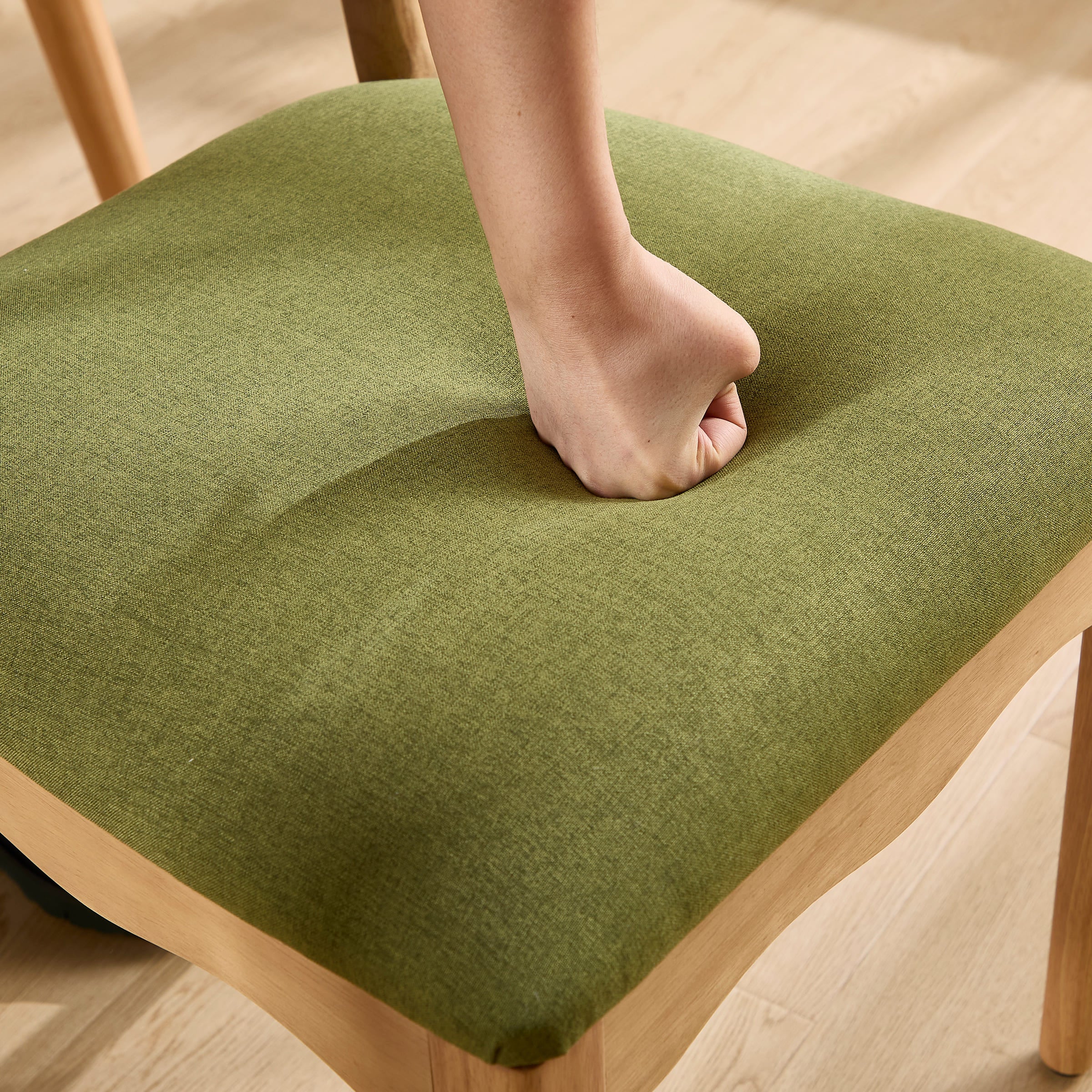 ROCITY Wooden Upholstered Dining Chair Set of 2 - 10066DC