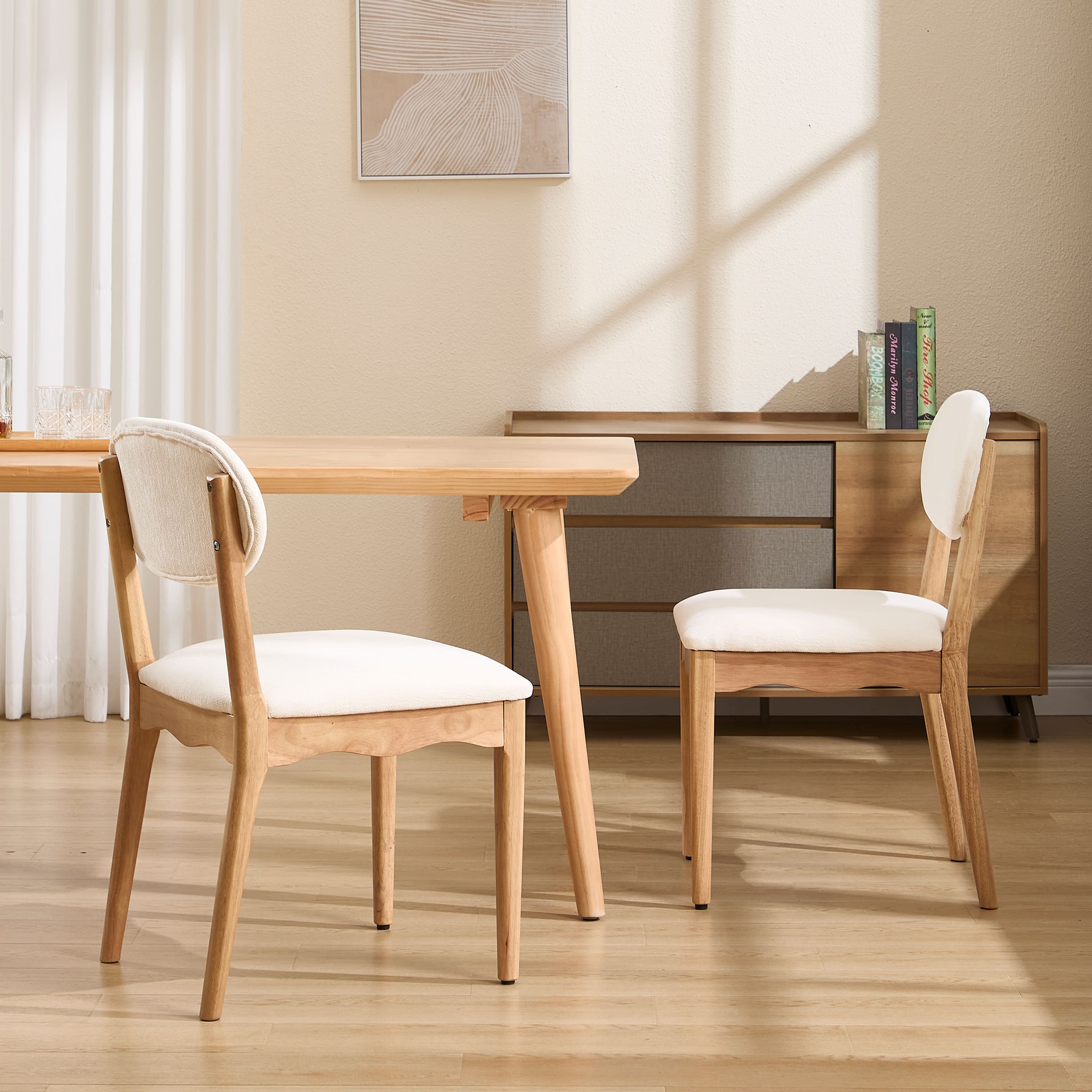 ROCITY Wooden Upholstered Dining Chair Set of 2 - 10066DC