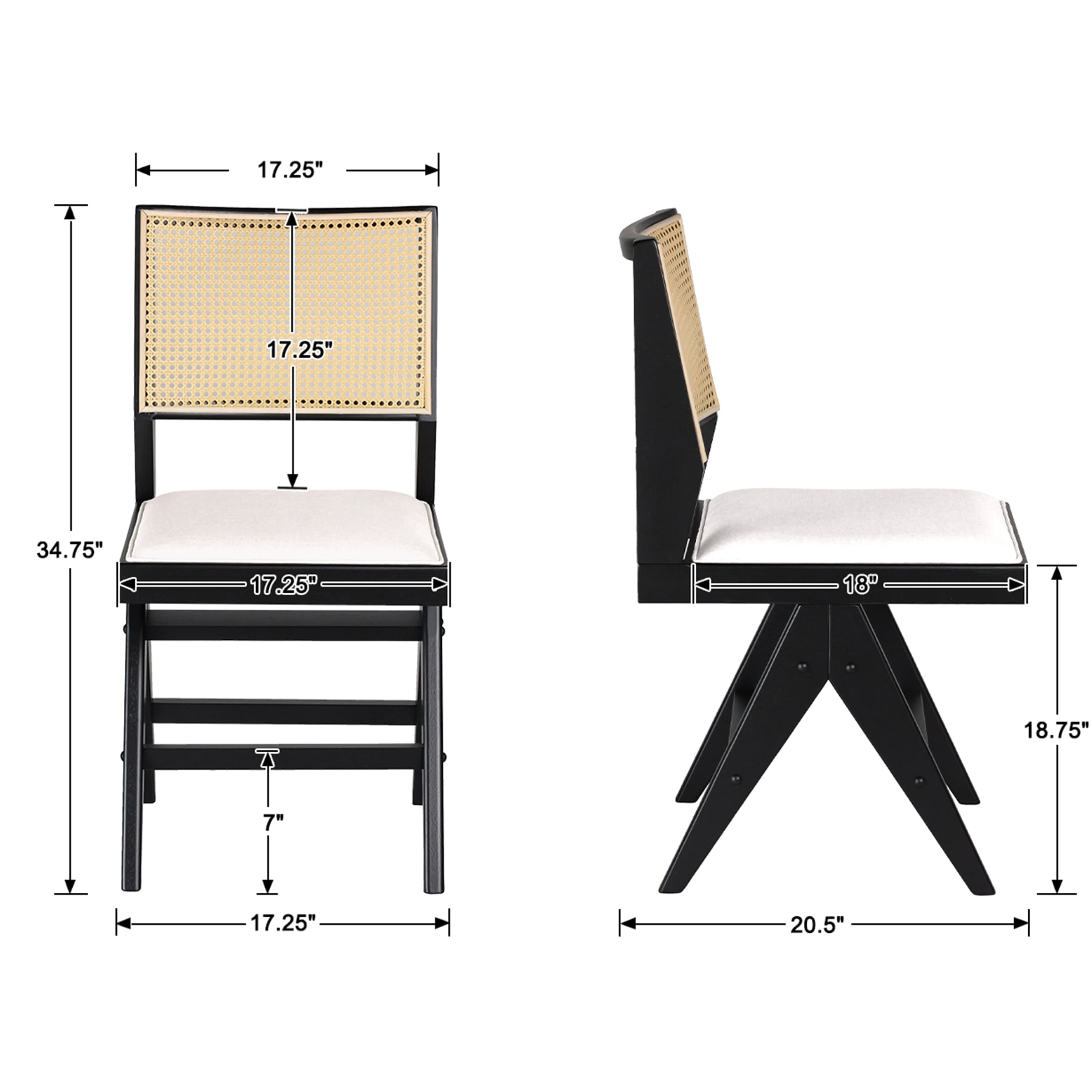 Janoray Farmhouse Wood Dining Chairs Set of 2 - 00009DC