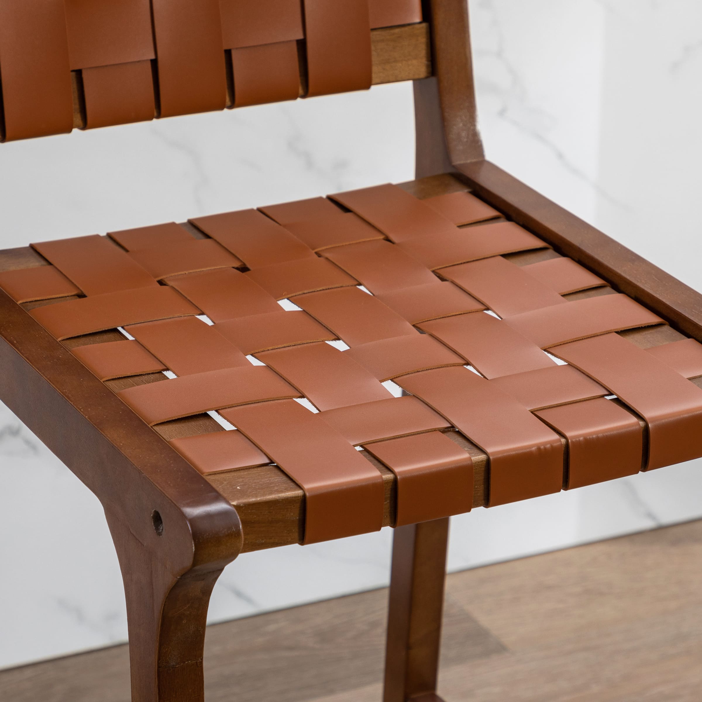 Janoray Leather Woven Strap Seat Counter Stools Set of 2 - 5703CS