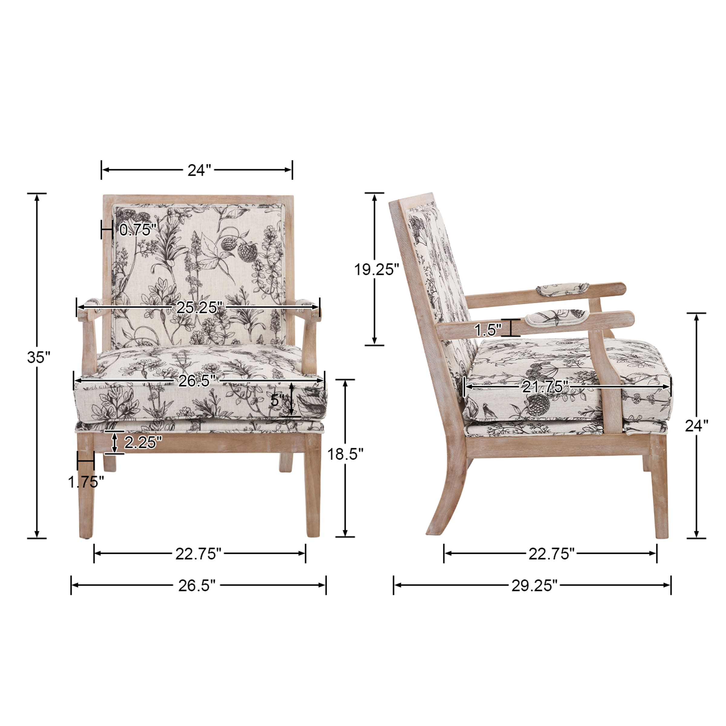 Janoray Linen Upholstered Solid Wood Armchair - 30026AC