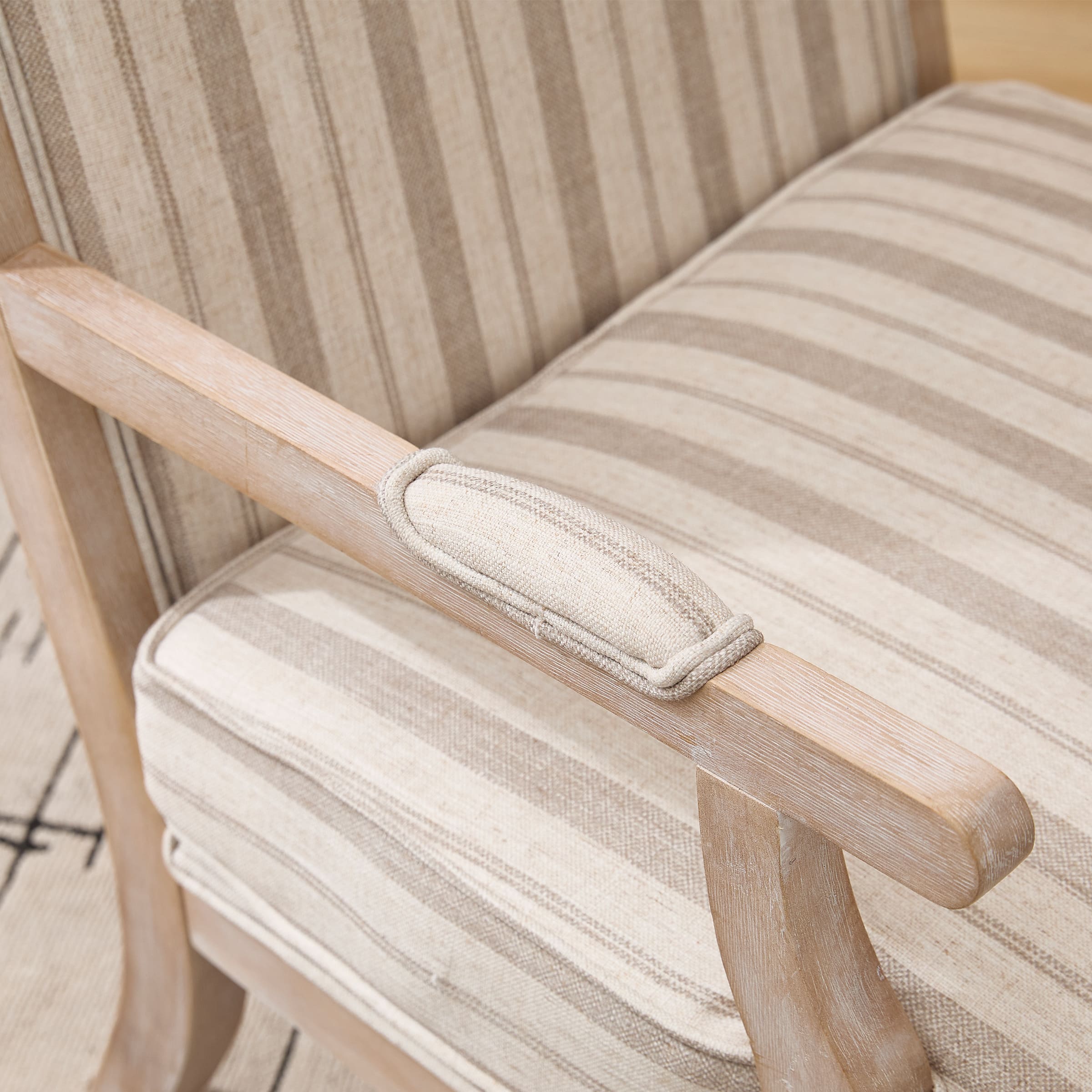 Janoray Linen Upholstered Solid Wood Armchair - 30026AC