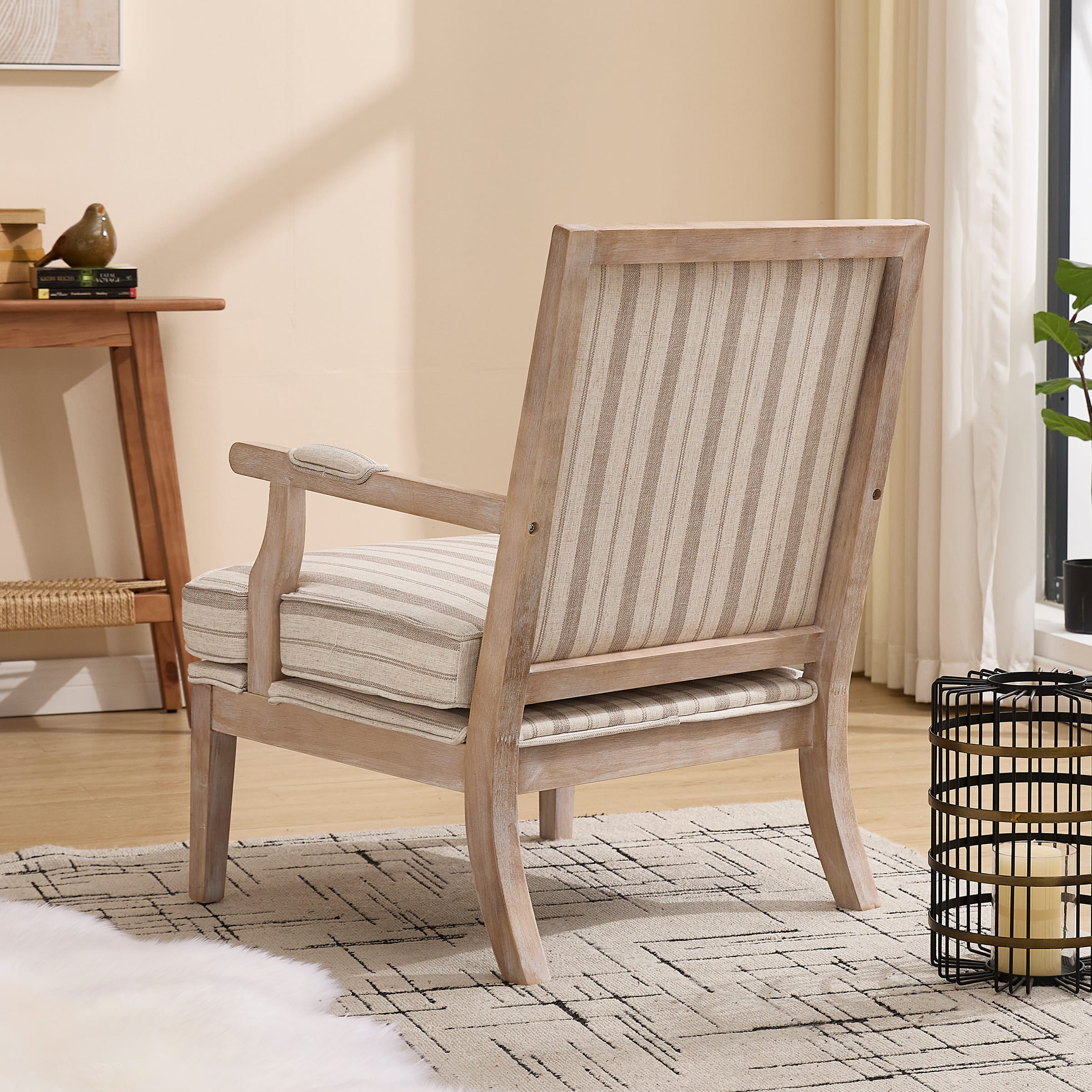 Janoray Linen Upholstered Solid Wood Armchair - 30026AC