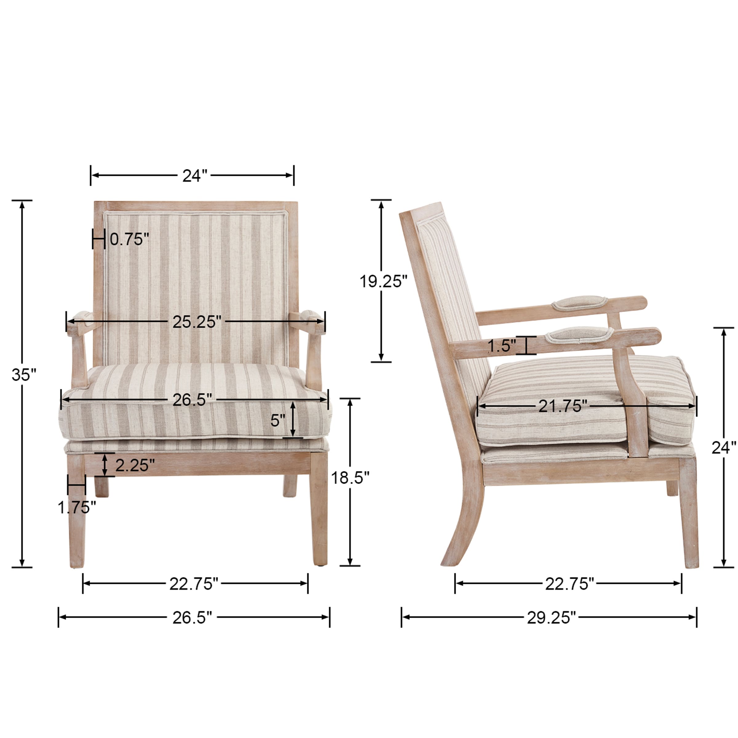 Janoray Linen Upholstered Solid Wood Armchair - 30026AC