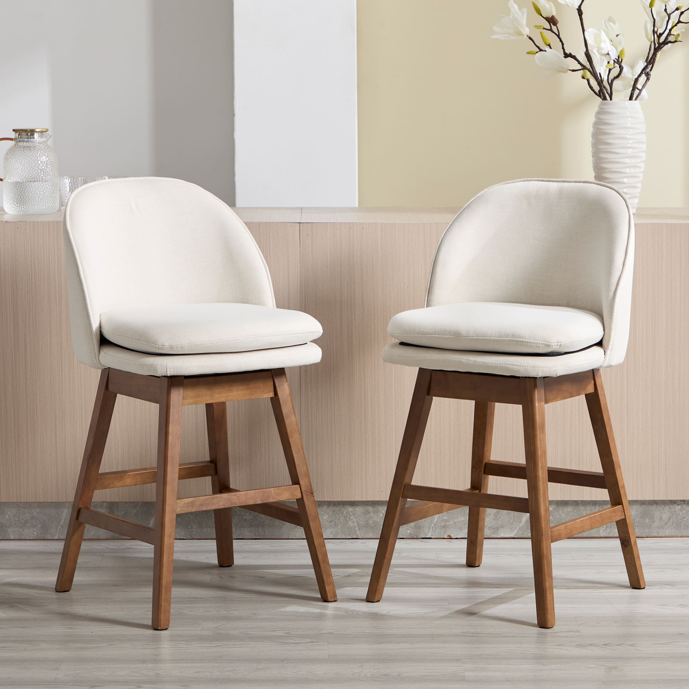 Janoray Mid-Century Swivel Counter Stools Set of 2 - 3004CS