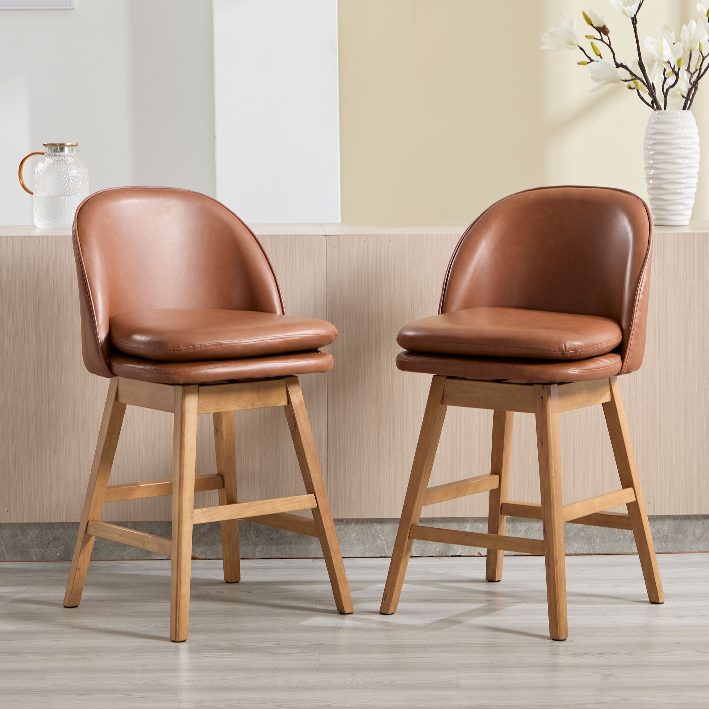 Janoray Mid-Century Swivel Counter Stools Set of 2 - 3004CS