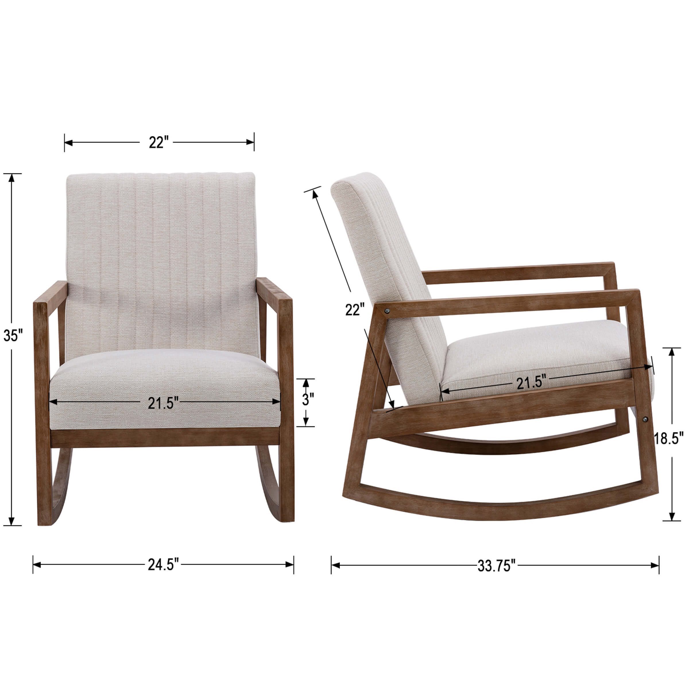 Janoray Mid Century Accent Rocking Chair 1 PCS - 3507RC