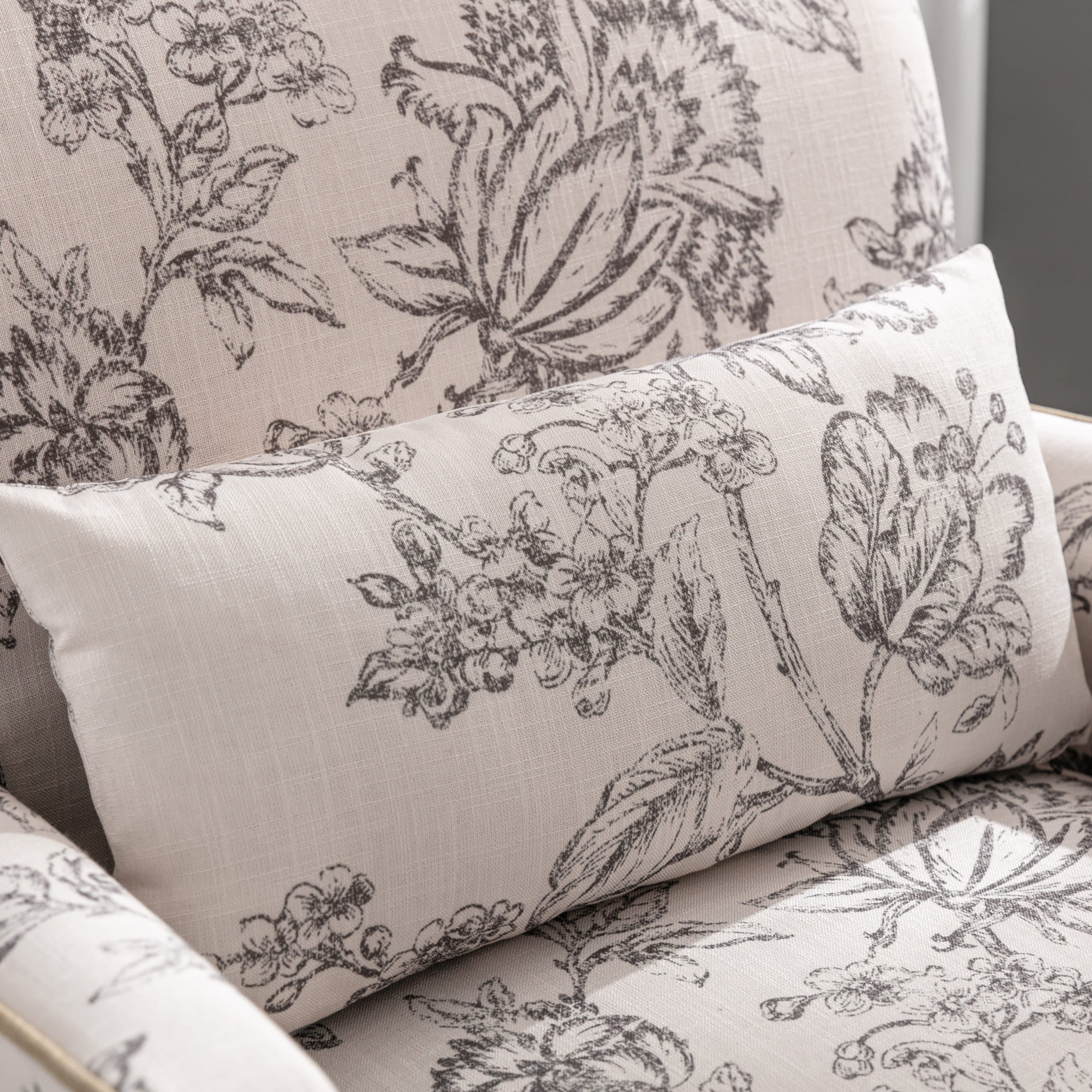 Janoray Mid Century Fabric Floral Armchair with Pillow - 8106AC