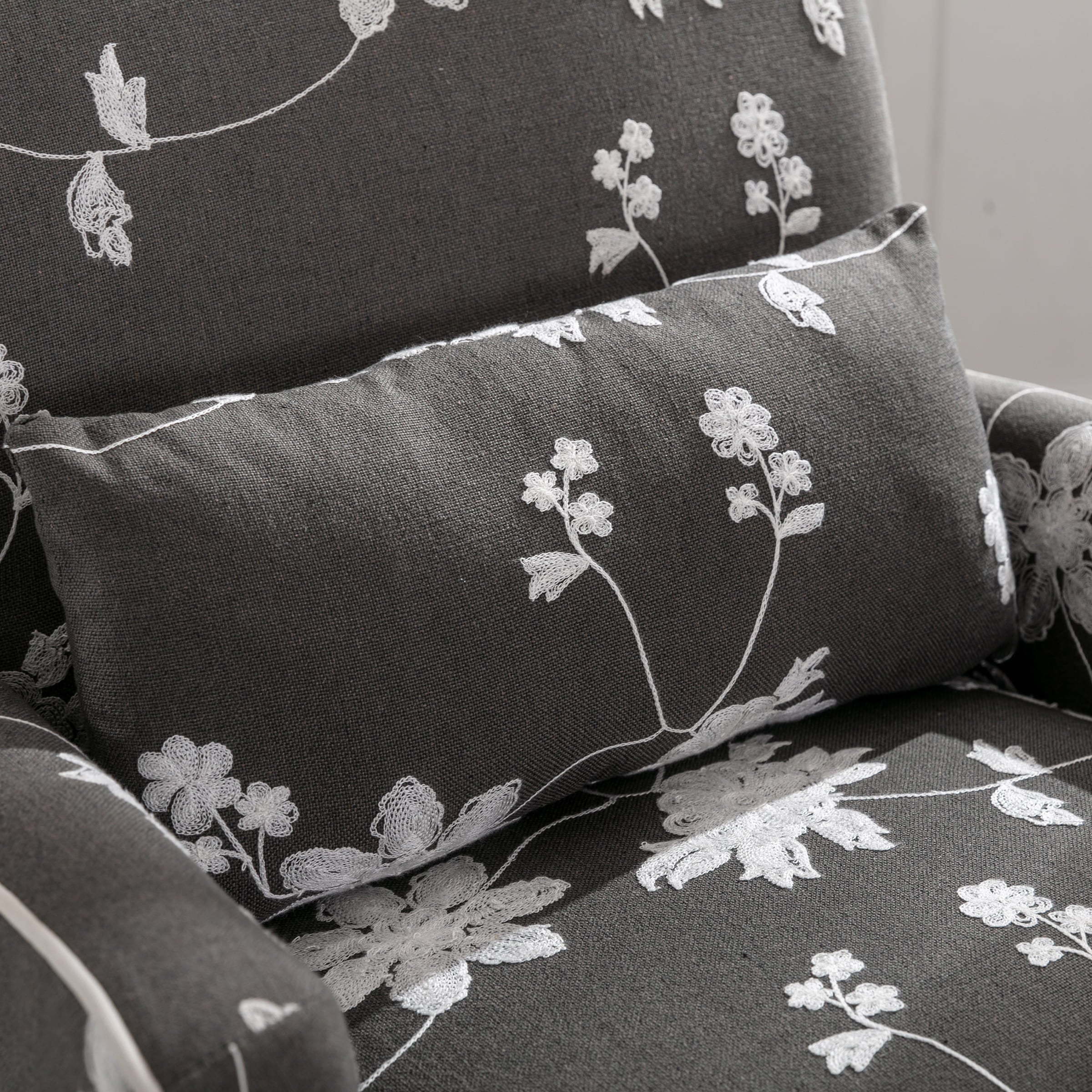 Janoray Mid Century Fabric Floral Armchair with Pillow - 8106AC