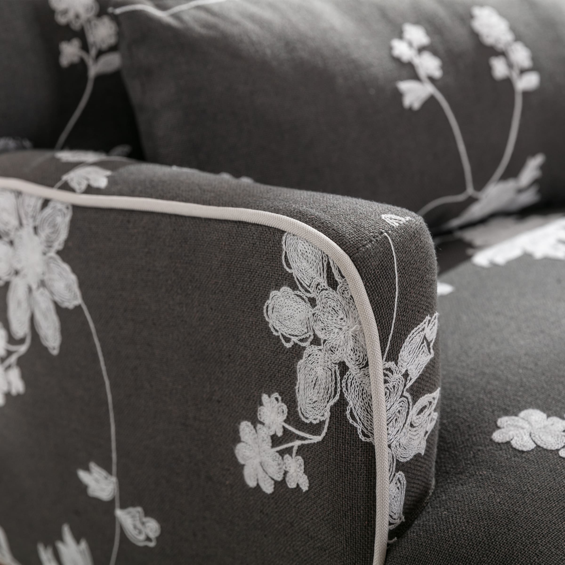 Janoray Mid Century Fabric Floral Armchair with Pillow - 8106AC