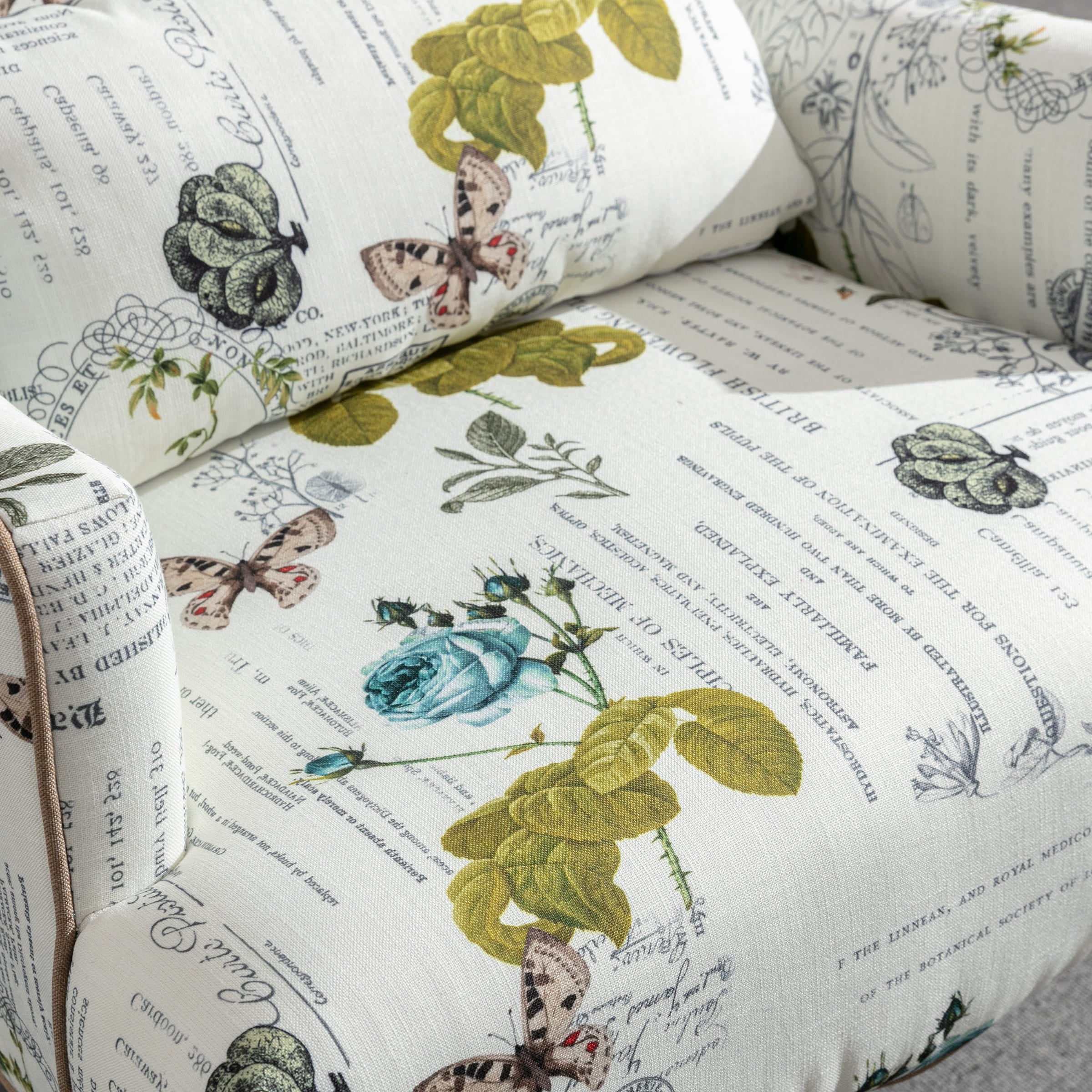 Janoray Mid Century Fabric Floral Armchair with Pillow - 8106AC