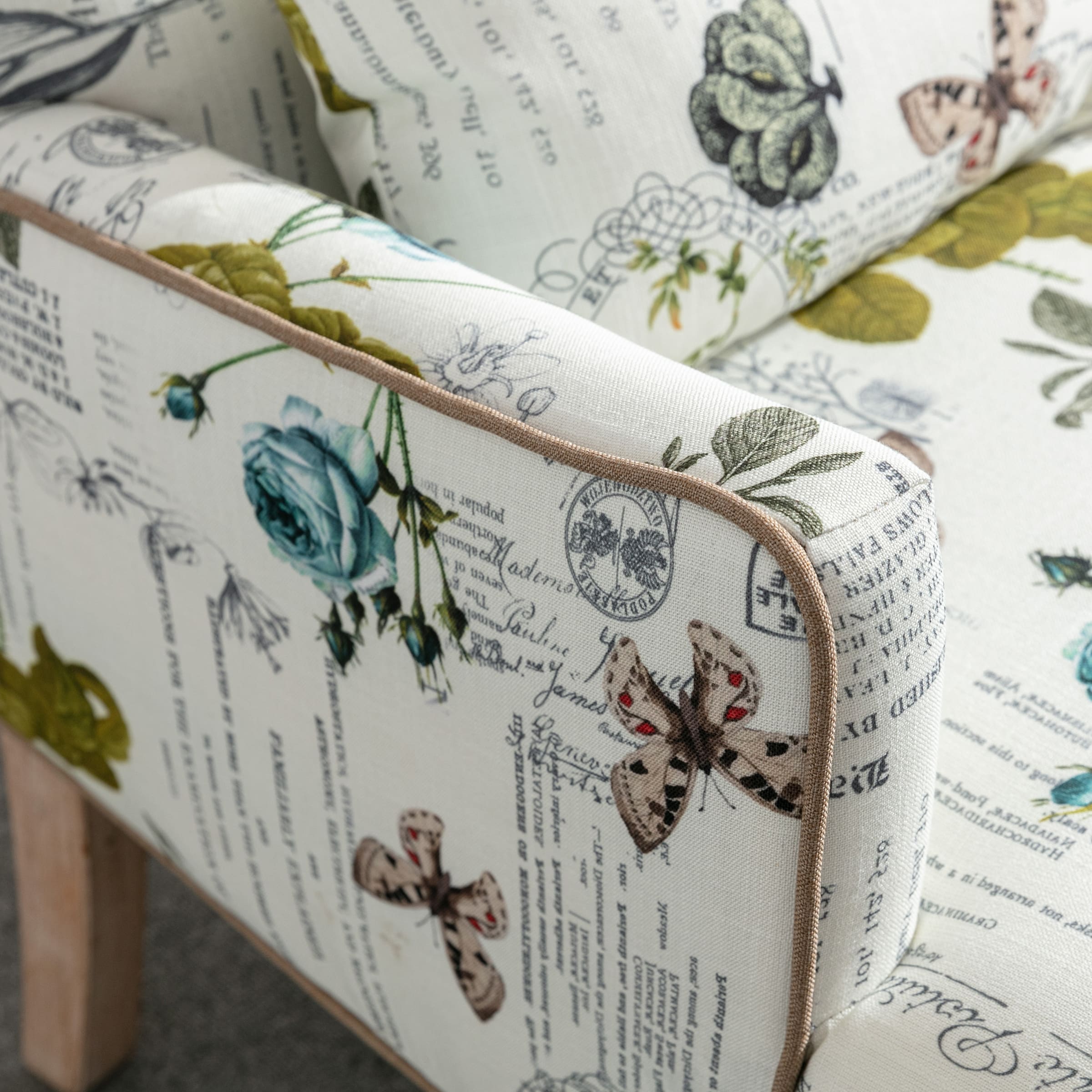 Janoray Mid Century Fabric Floral Armchair with Pillow - 8106AC