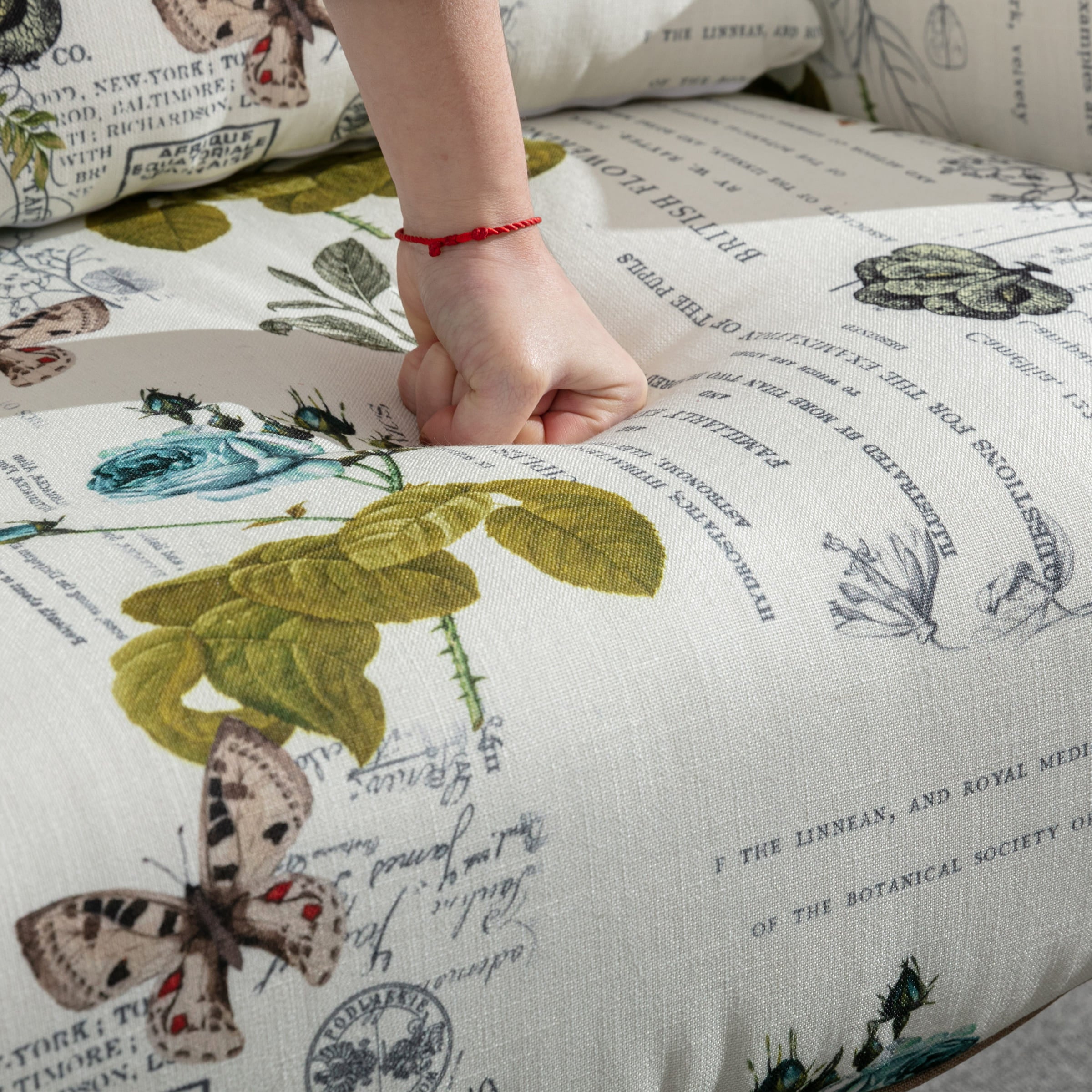 Janoray Mid Century Fabric Floral Armchair with Pillow - 8106AC