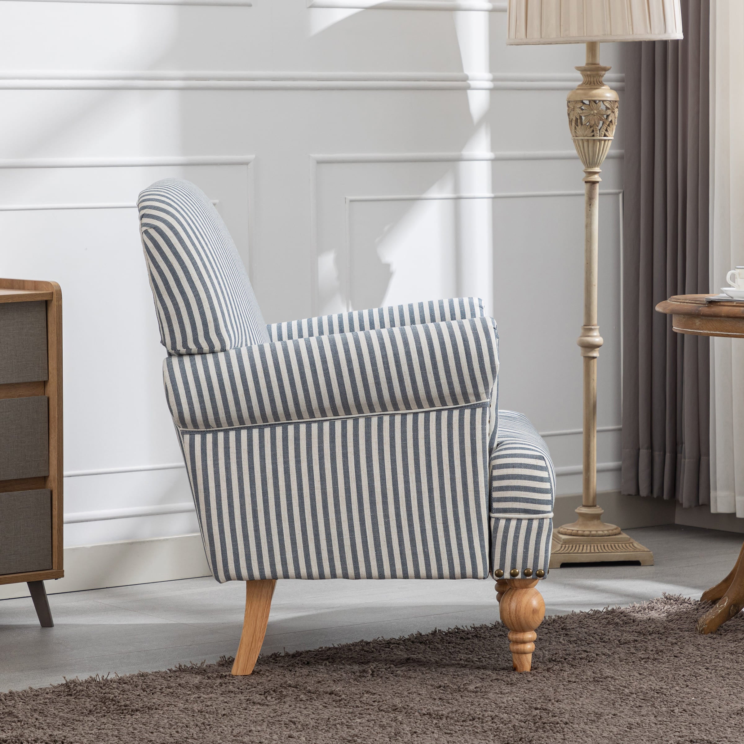 Janoray Nailhead Trim Linen Accent Chair 1 PCS - 8330AC