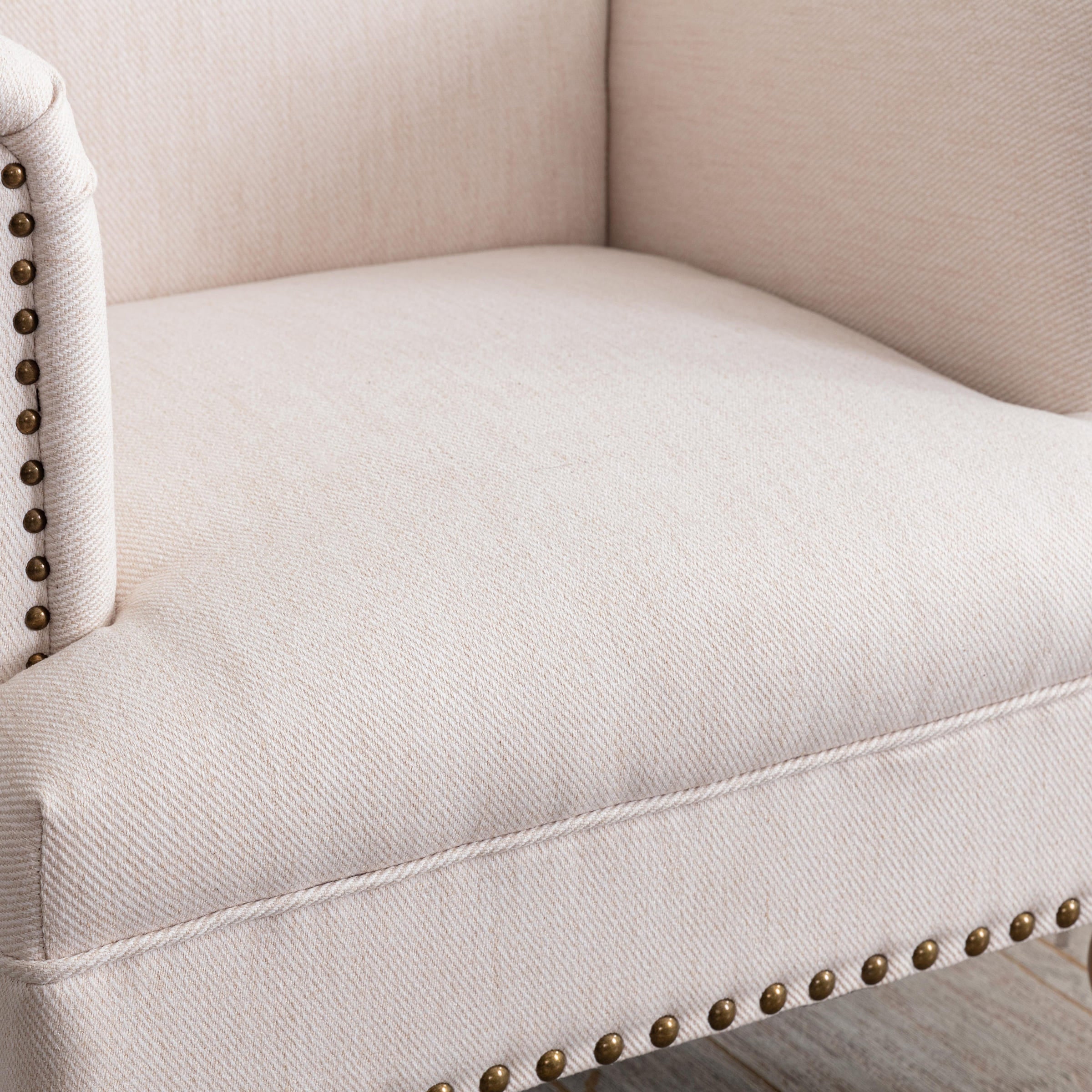 Janoray Nailhead Trim Linen Accent Chair 1 PCS - 8330AC