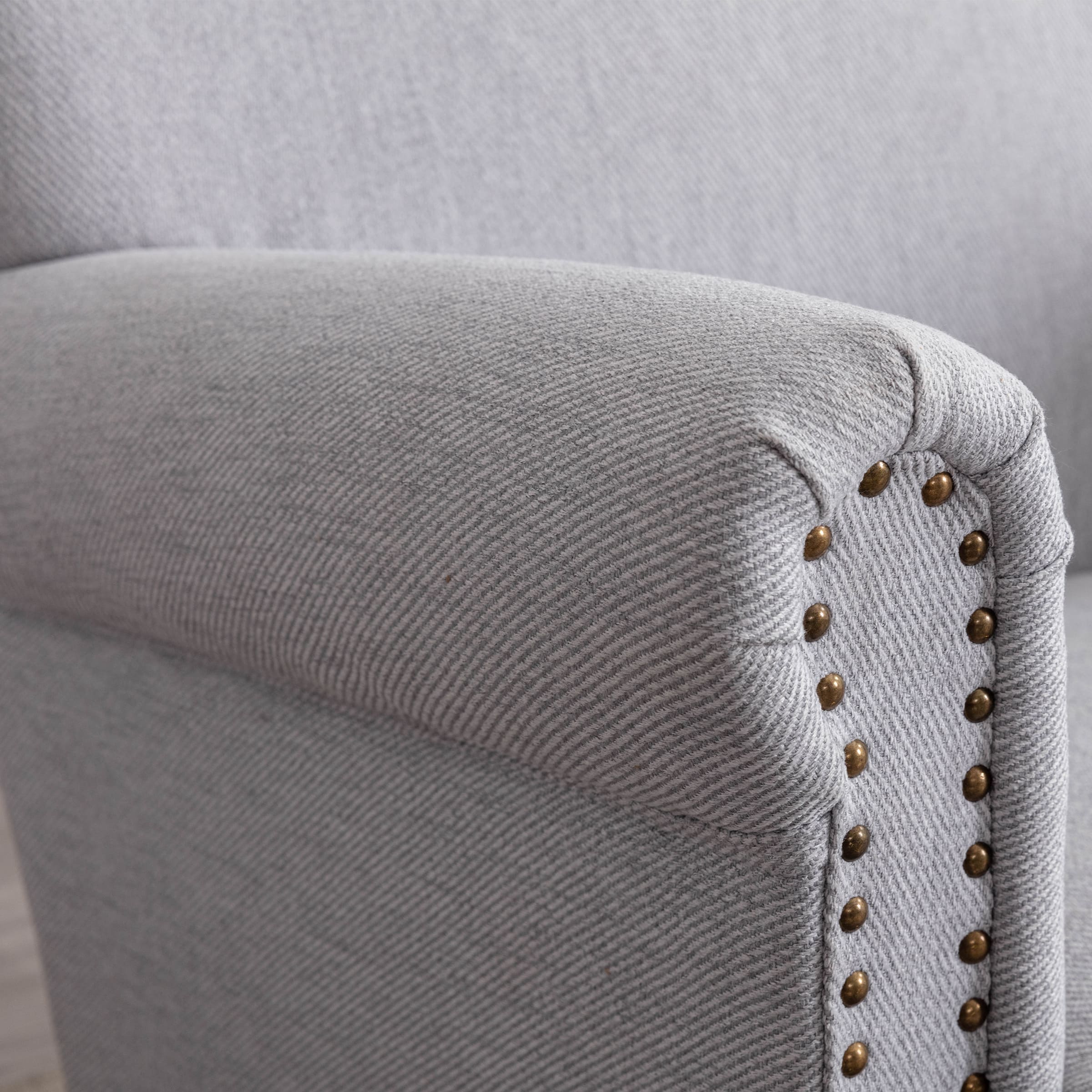 Janoray Nailhead Trim Linen Accent Chair 1 PCS - 8330AC