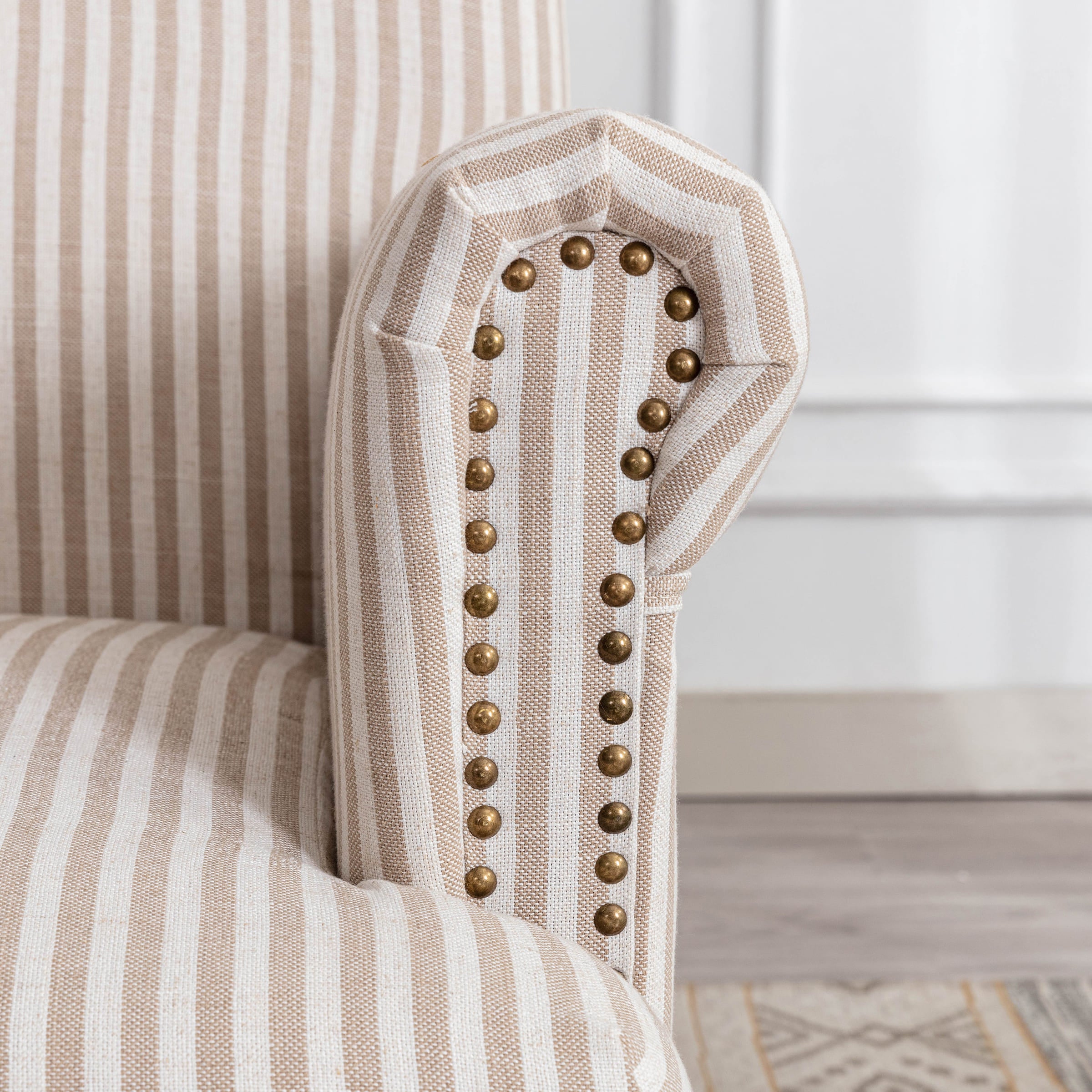 Janoray Nailhead Trim Linen Accent Chair 1 PCS - 8330AC