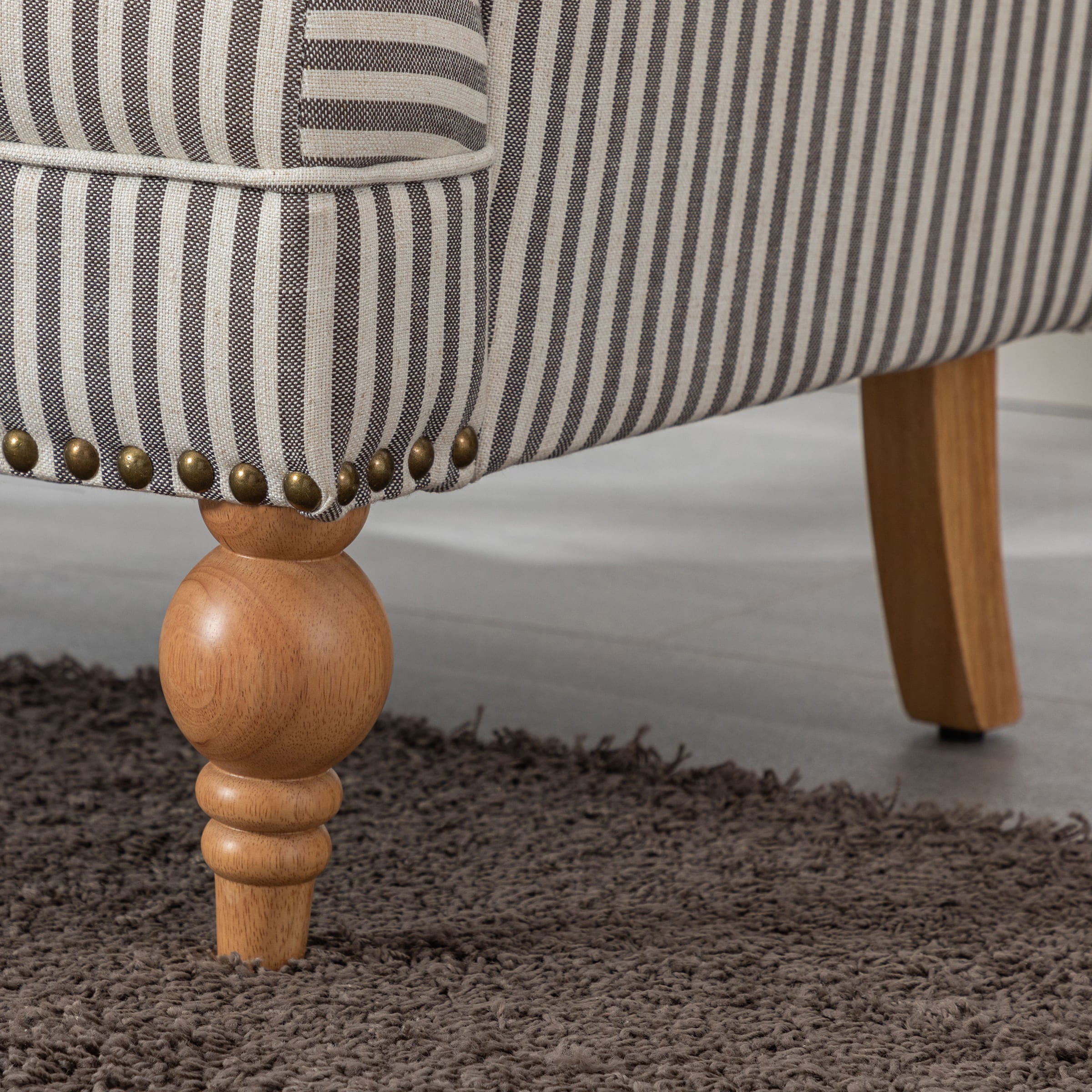 Janoray Nailhead Trim Linen Accent Chair 1 PCS - 8330AC