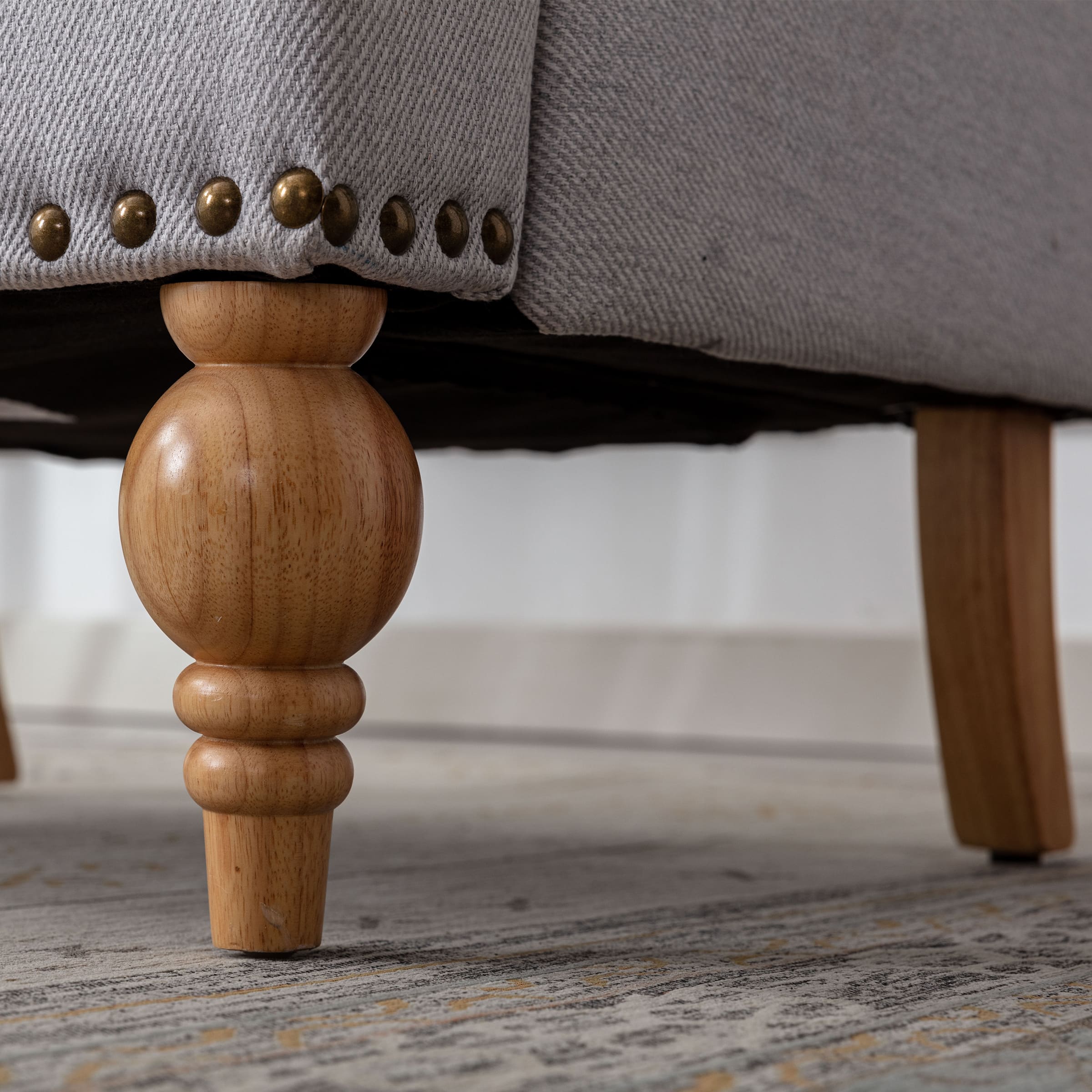 Janoray Nailhead Trim Linen Accent Chair 1 PCS - 8330AC