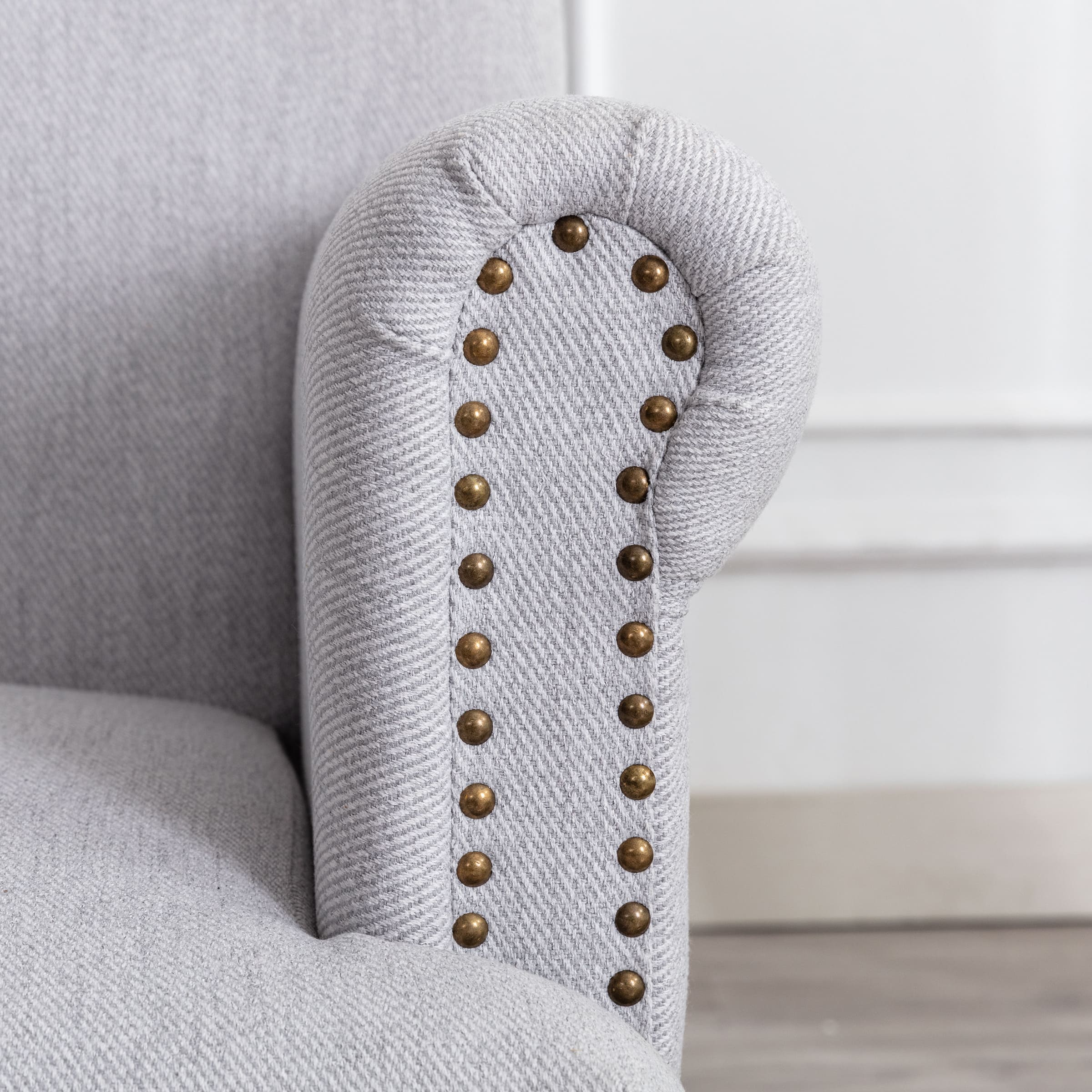 Janoray Nailhead Trim Linen Accent Chair 1 PCS - 8330AC