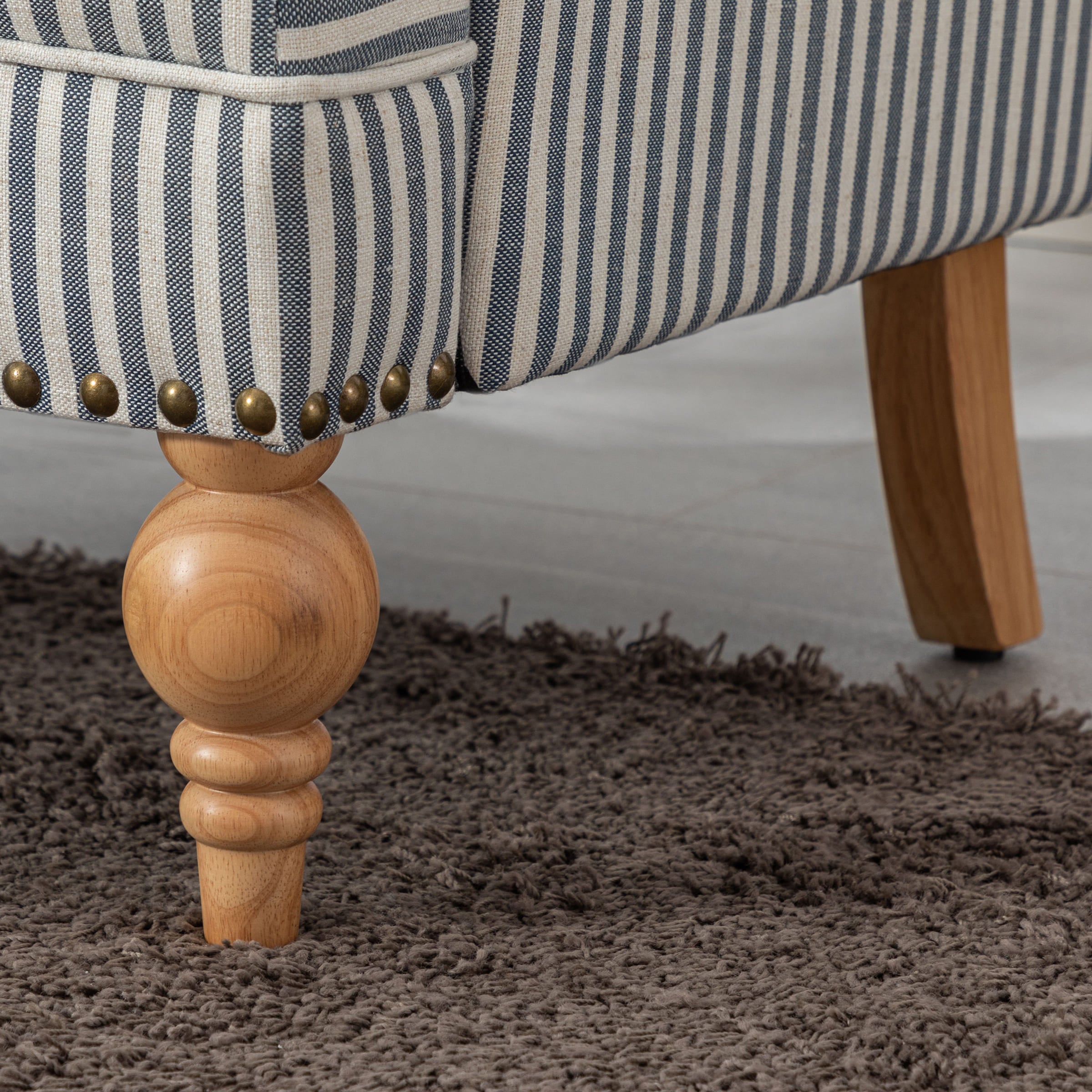 Janoray Nailhead Trim Linen Accent Chair 1 PCS - 8330AC