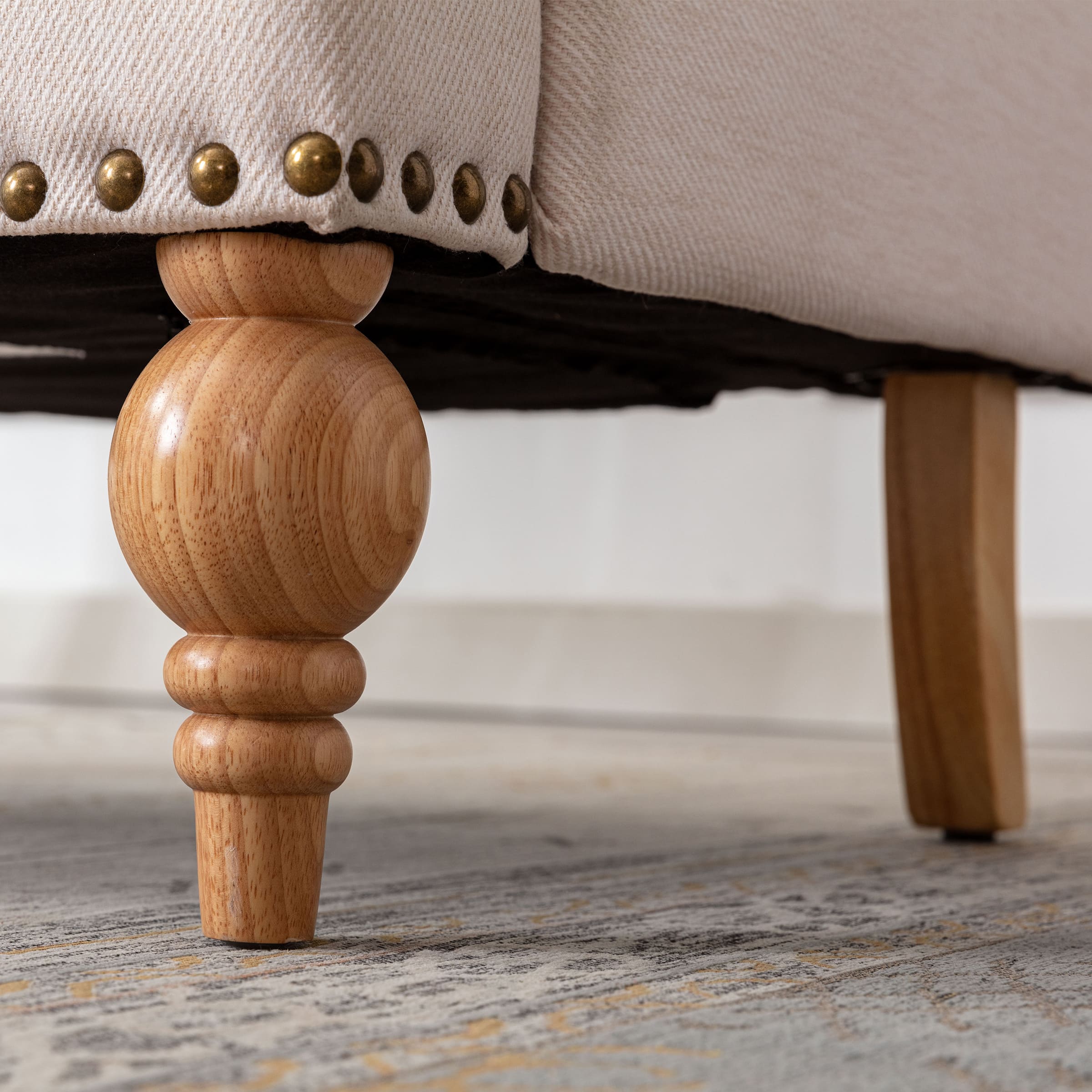 Janoray Nailhead Trim Linen Accent Chair 1 PCS - 8330AC