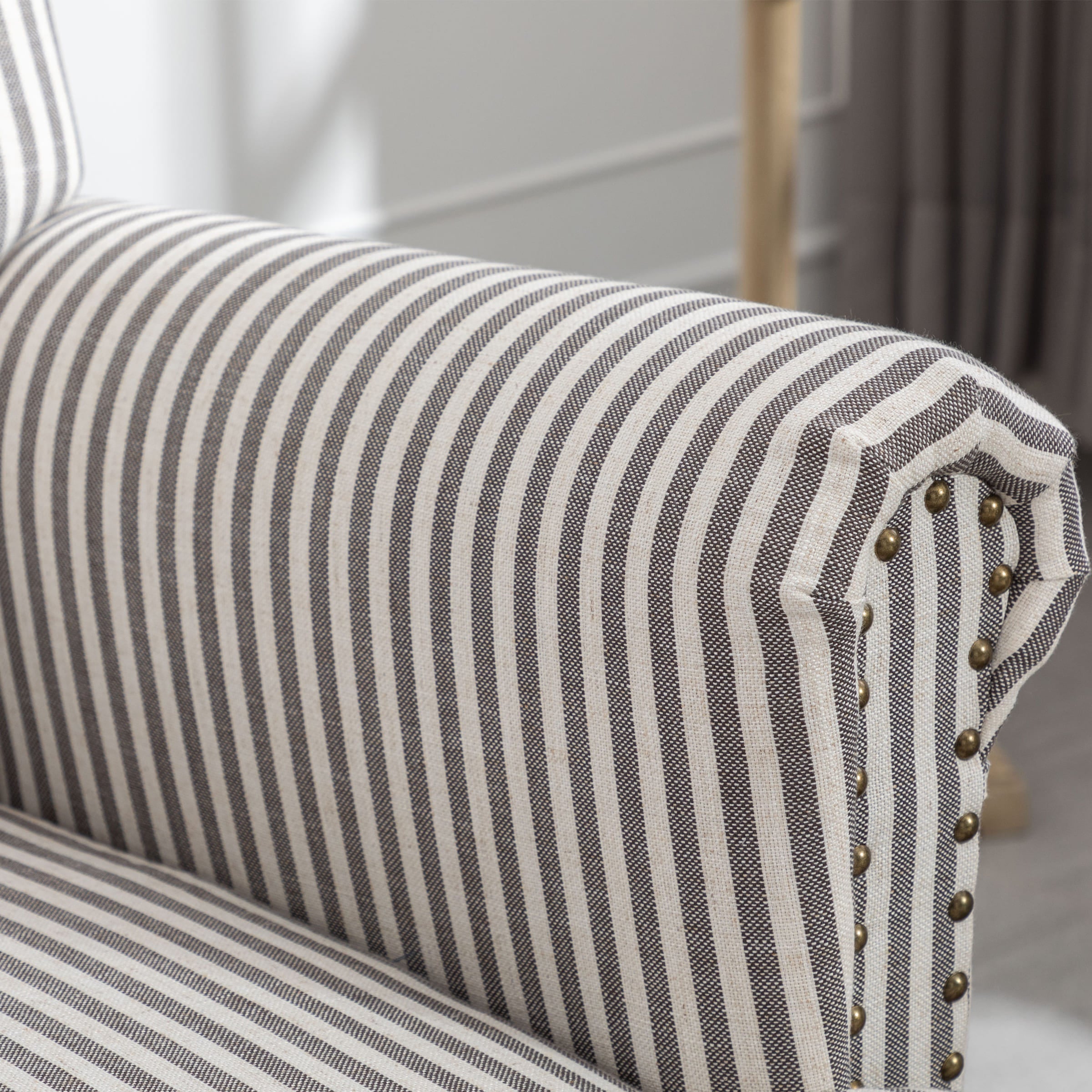 Janoray Nailhead Trim Linen Accent Chair 1 PCS - 8330AC