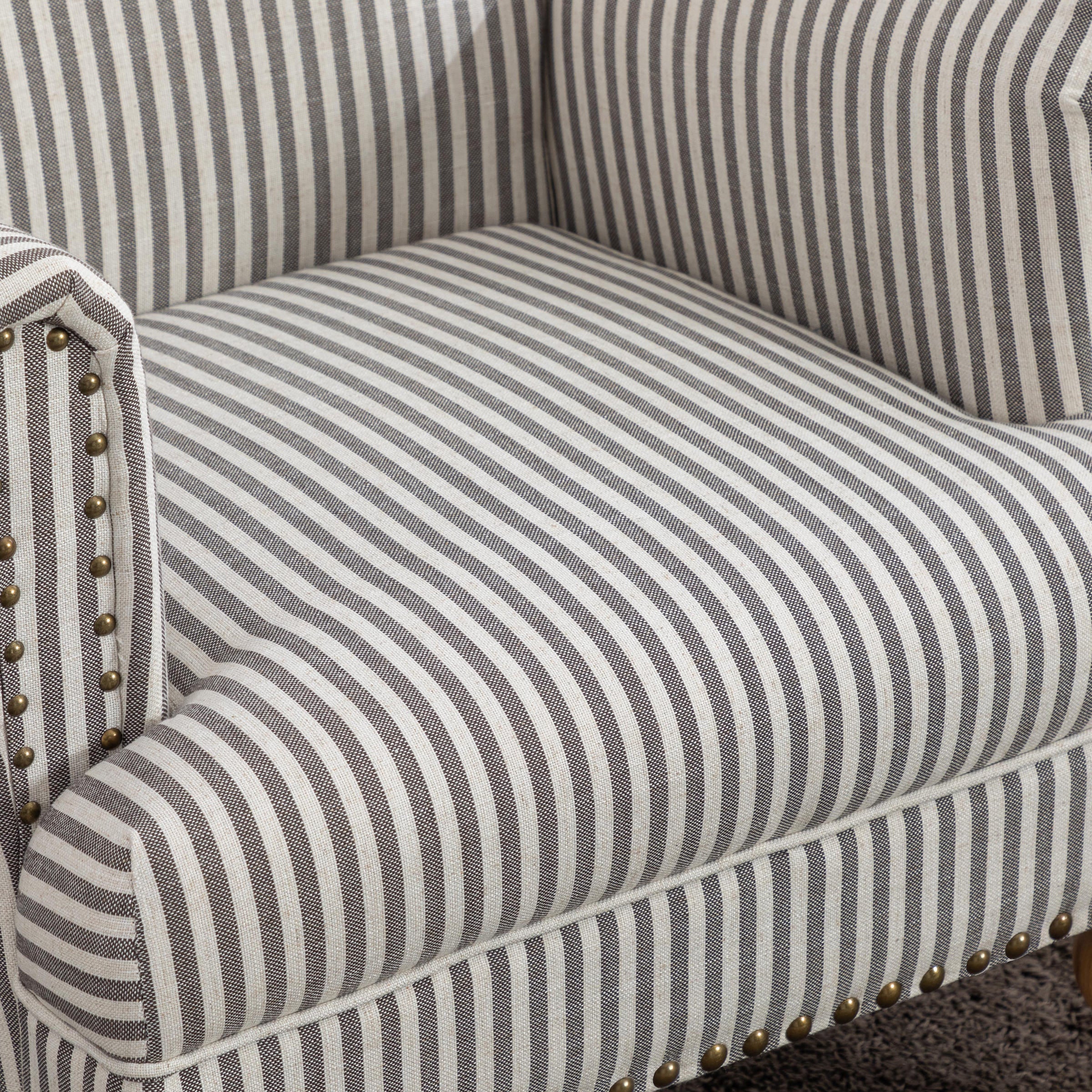 Janoray Nailhead Trim Linen Accent Chair 1 PCS - 8330AC