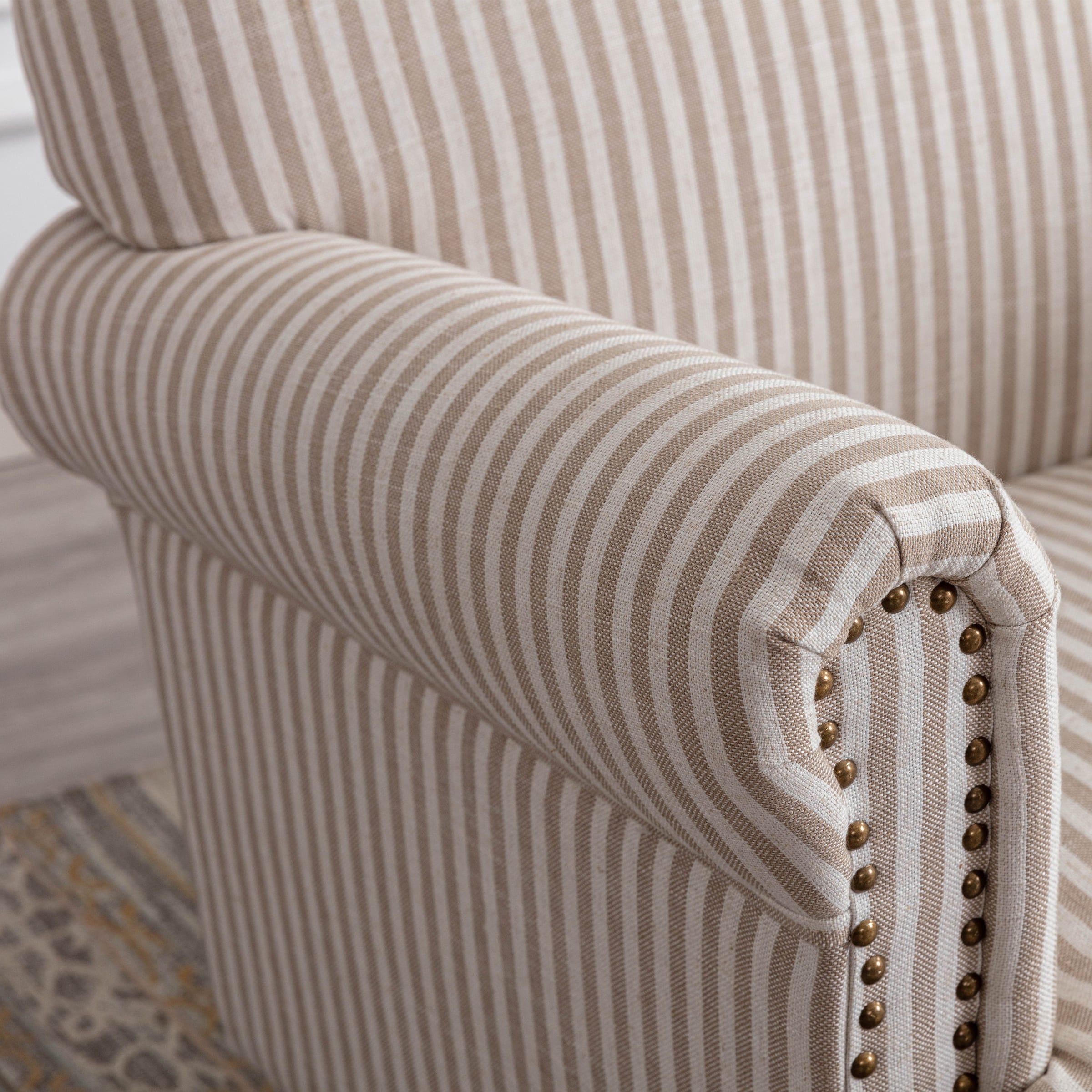 Janoray Nailhead Trim Linen Accent Chair 1 PCS - 8330AC