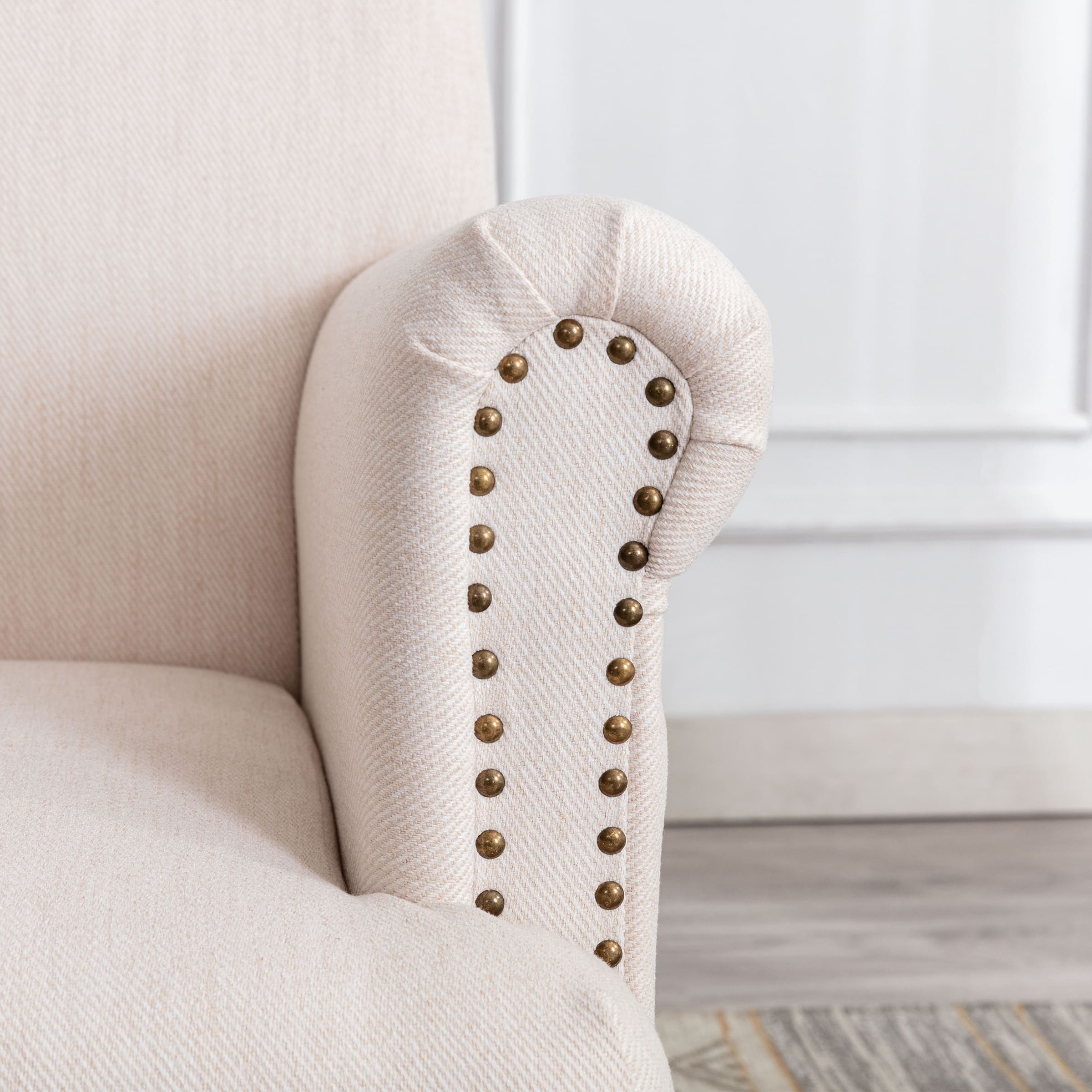 Janoray Nailhead Trim Linen Accent Chair 1 PCS - 8330AC