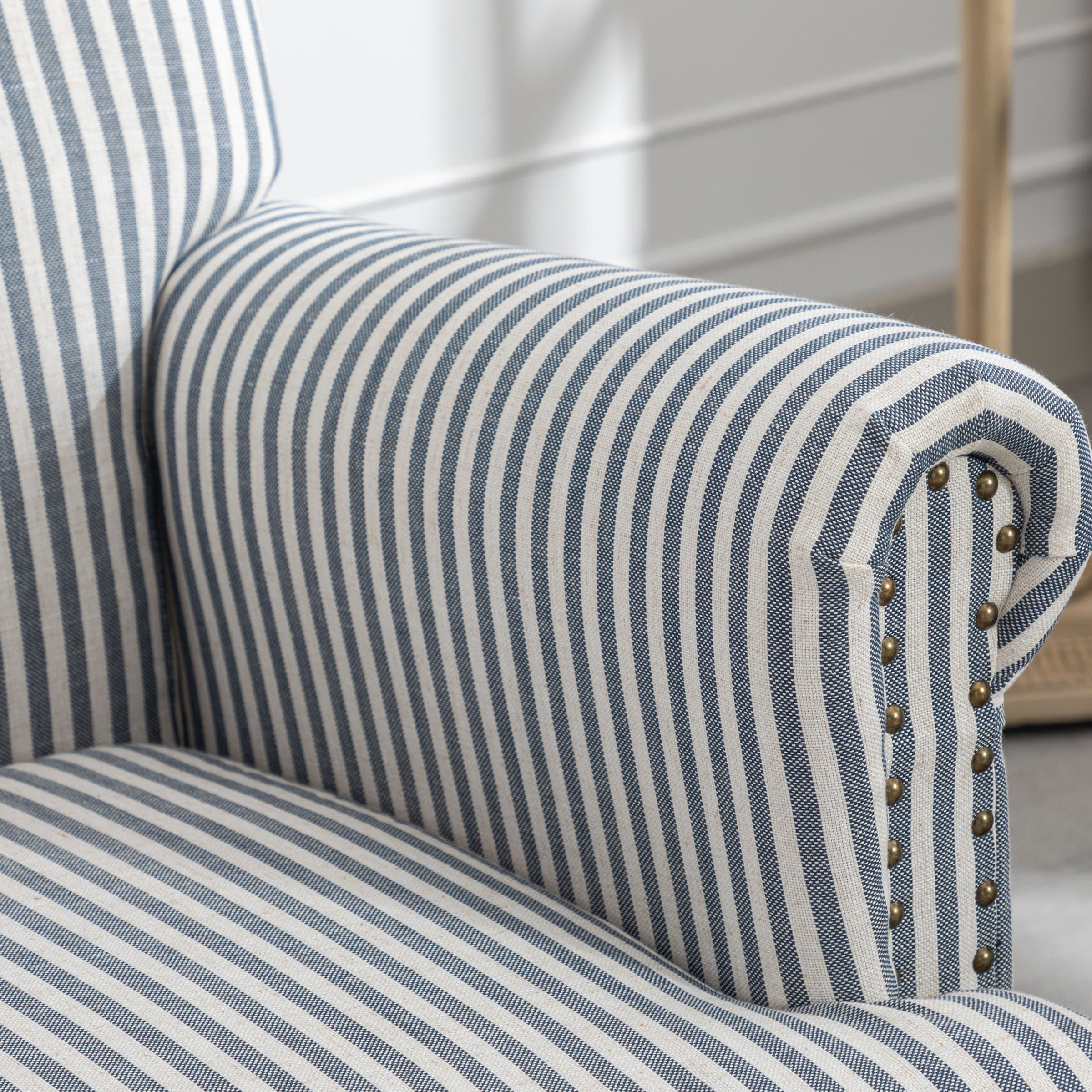 Janoray Nailhead Trim Linen Accent Chair 1 PCS - 8330AC