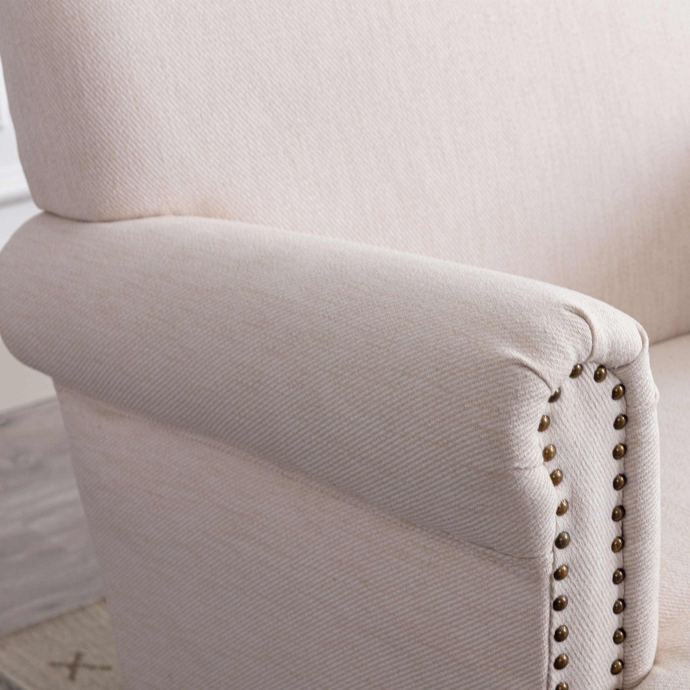 Janoray Nailhead Trim Linen Accent Chair 1 PCS - 8330AC