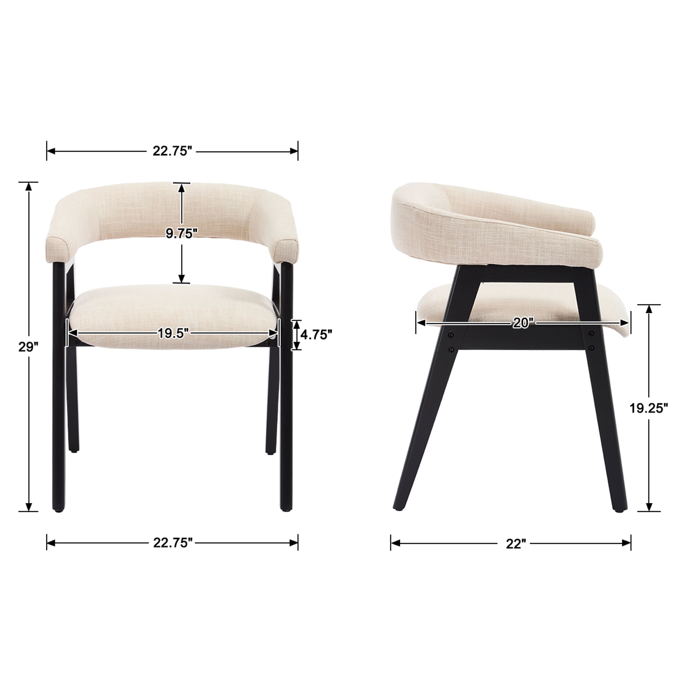 Janoray Open Back Barrel Dining Chairs Set of 2 - 2230DC