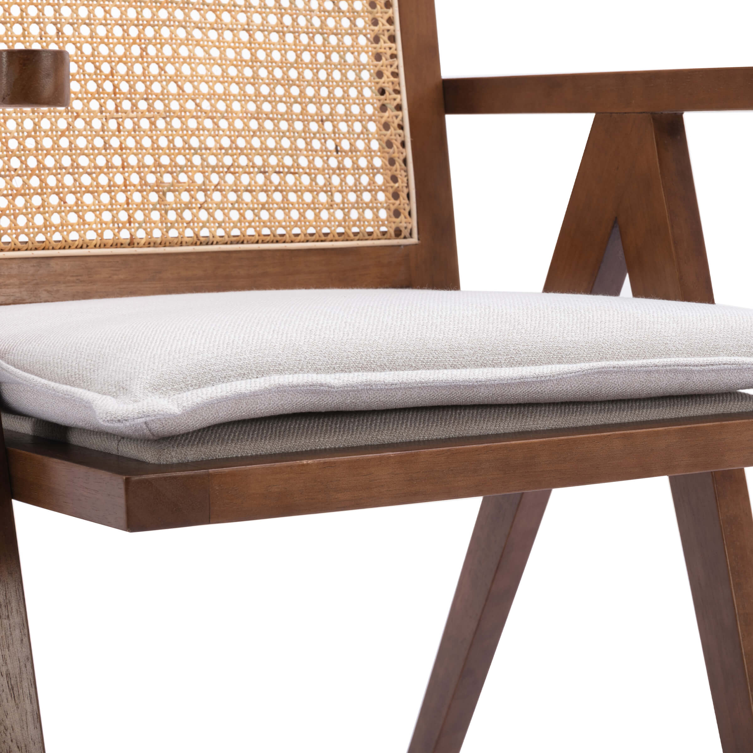 Janoray Rattan Back Linen Dining Chairs Set of 2 - 1826DC