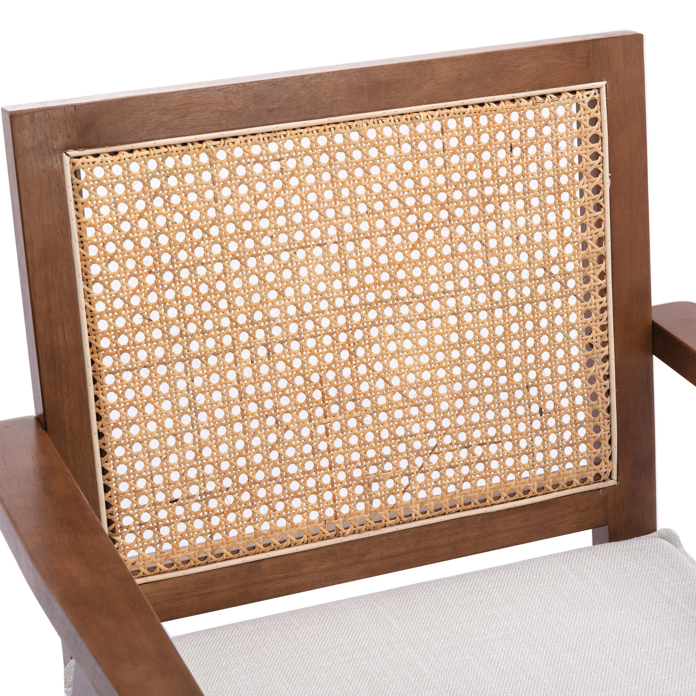 Janoray Rattan Back Linen Dining Chairs Set of 2 - 1826DC