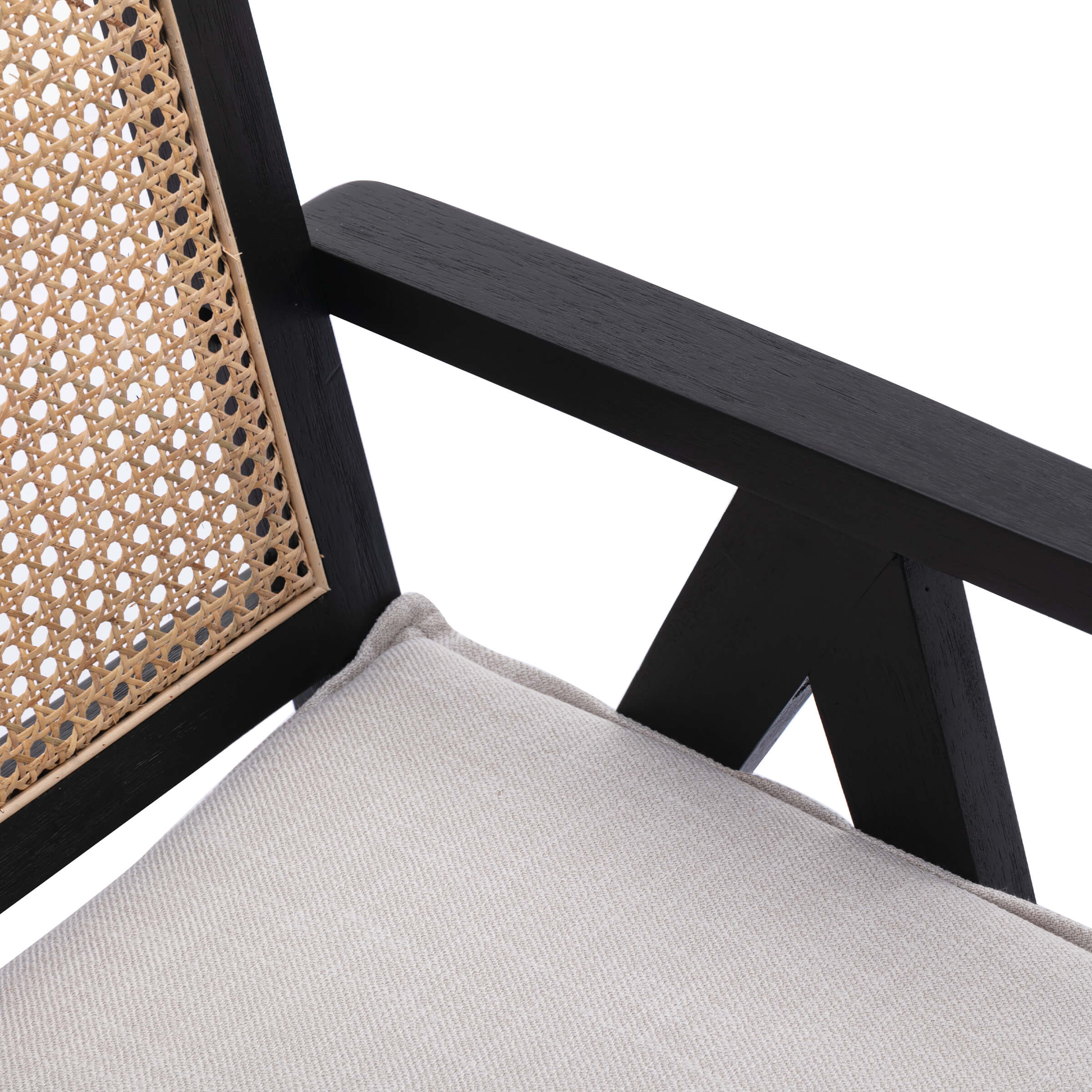 Janoray Rattan Back Linen Dining Chairs Set of 2 - 1826DC