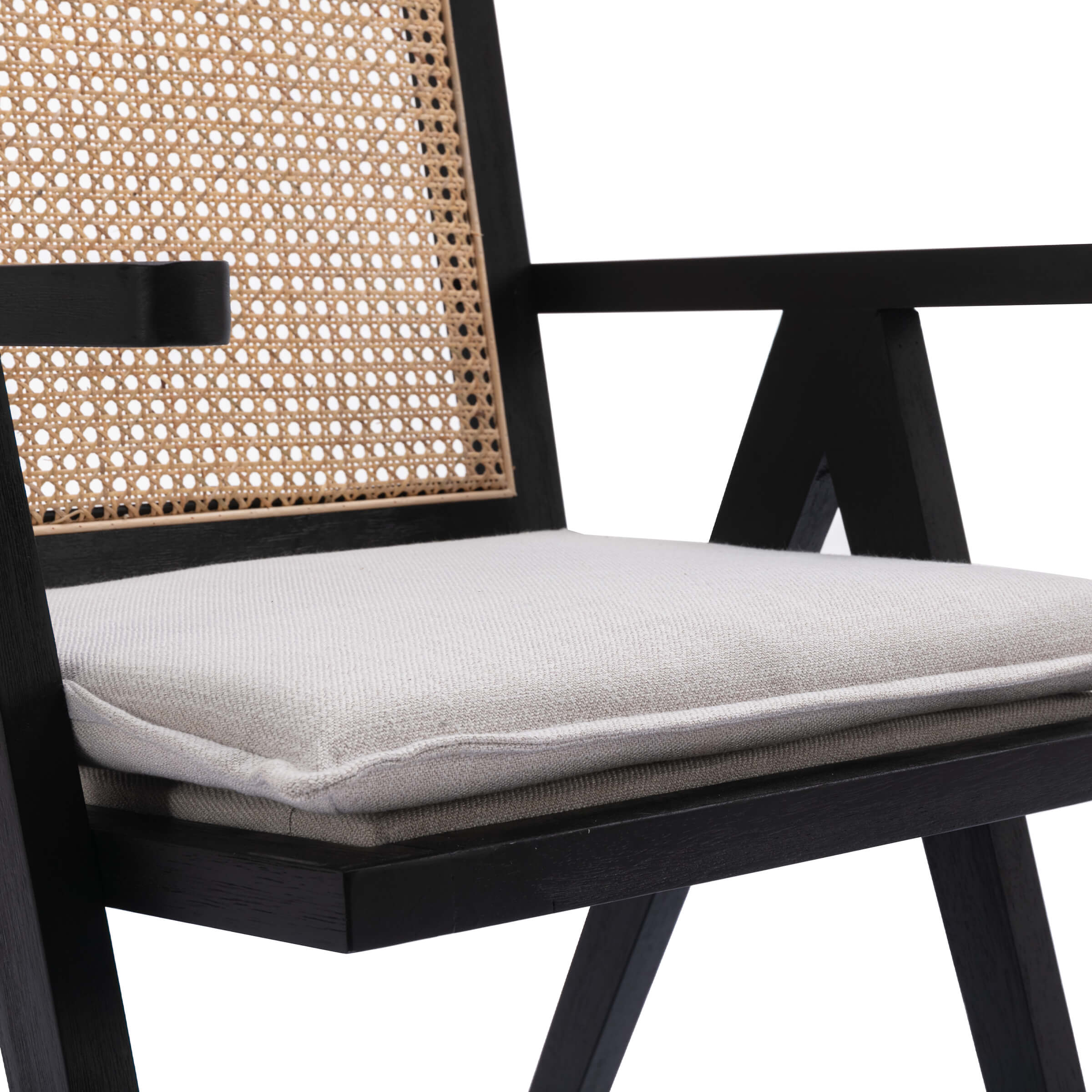 Janoray Rattan Back Linen Dining Chairs Set of 2 - 1826DC