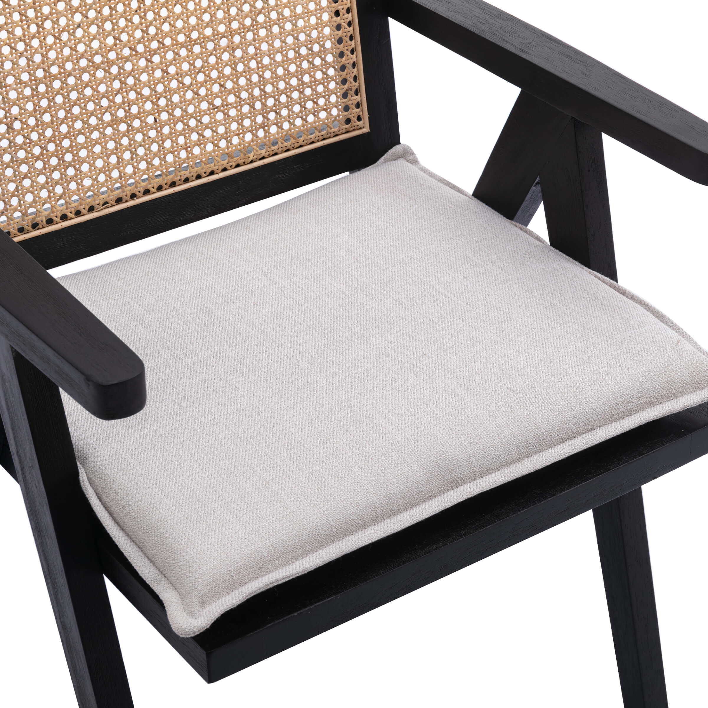 Janoray Rattan Back Linen Dining Chairs Set of 2 - 1826DC