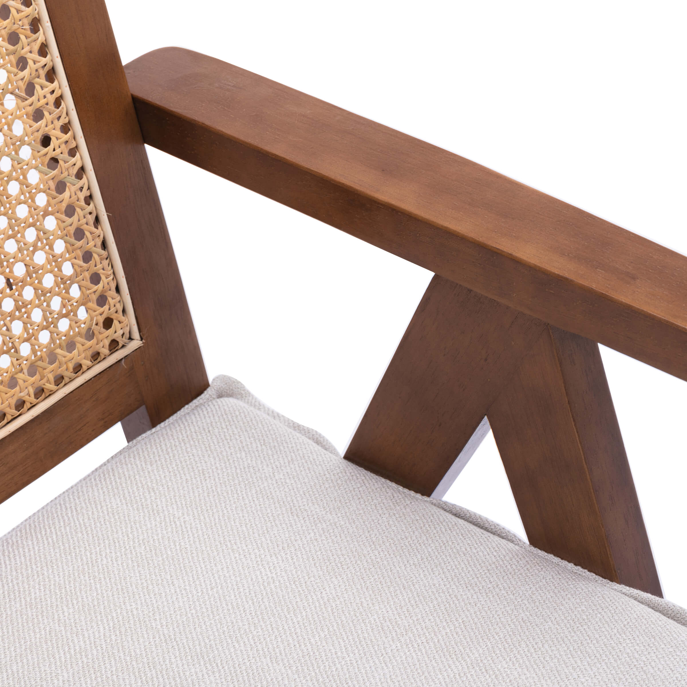 Janoray Rattan Back Linen Dining Chairs Set of 2 - 1826DC