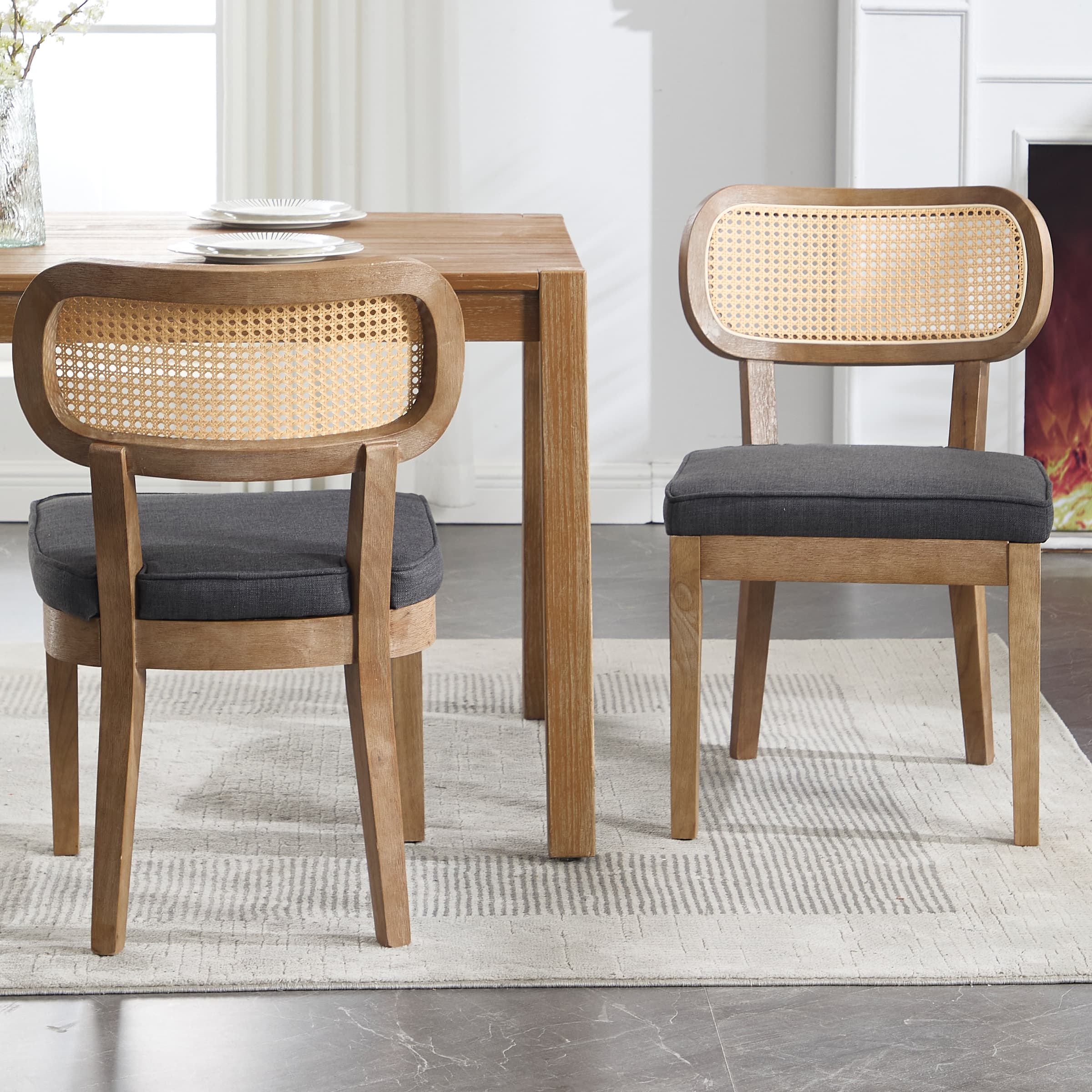 Janoray Rattan Cane Back Dining Chairs Set of 2 - 10084DC