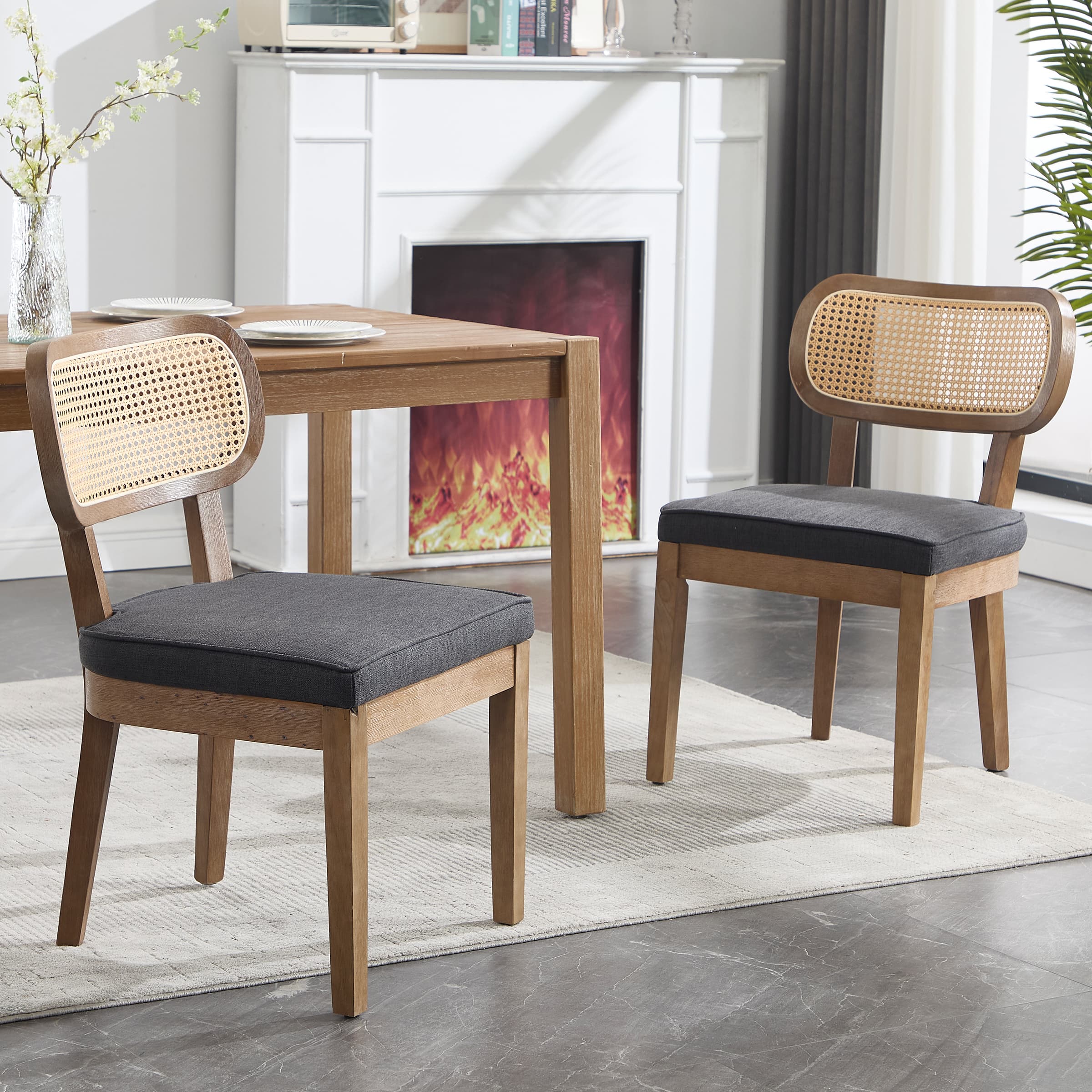 Janoray Rattan Cane Back Dining Chairs Set of 2 - 10084DC