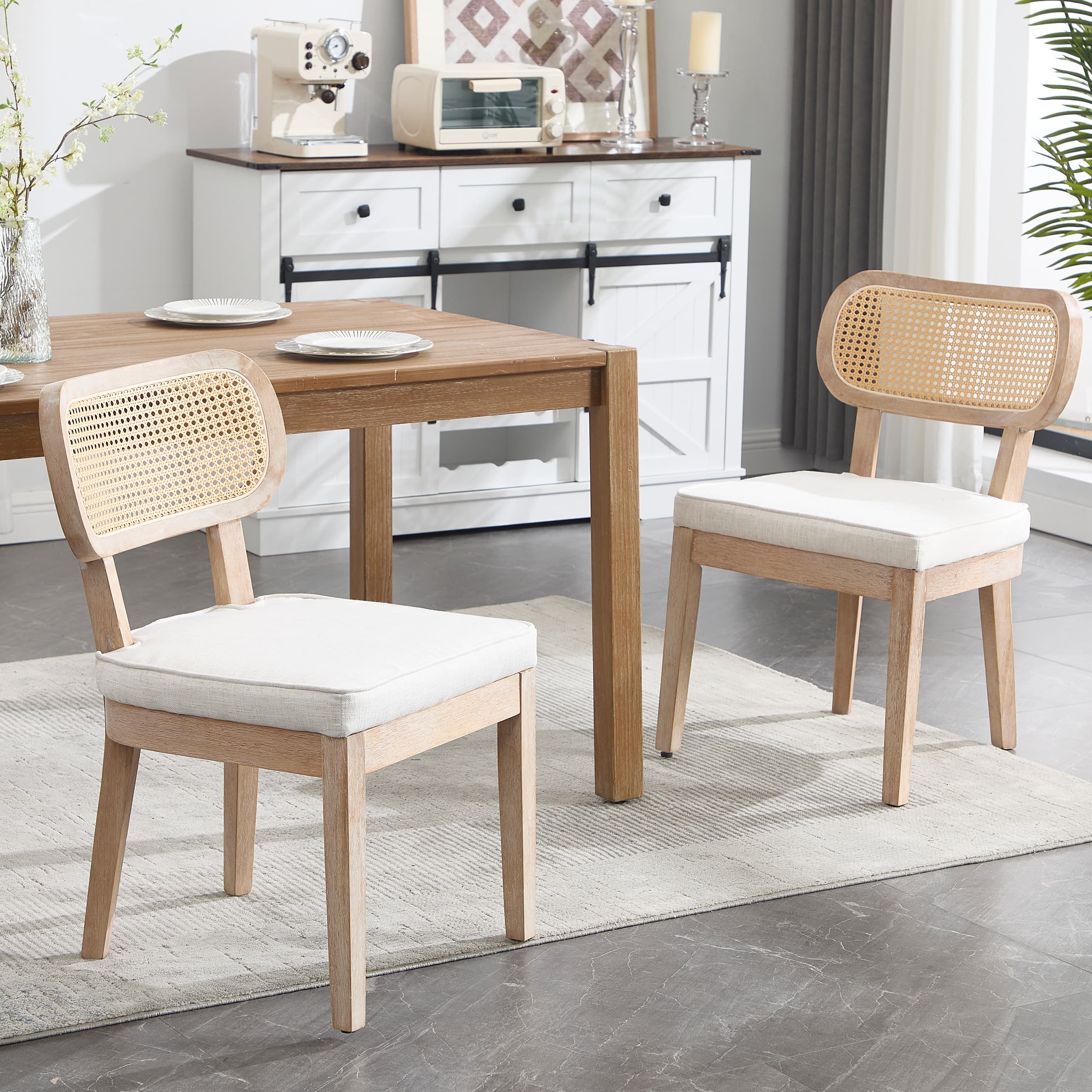 Janoray Rattan Cane Back Dining Chairs Set of 2 - 10084DC