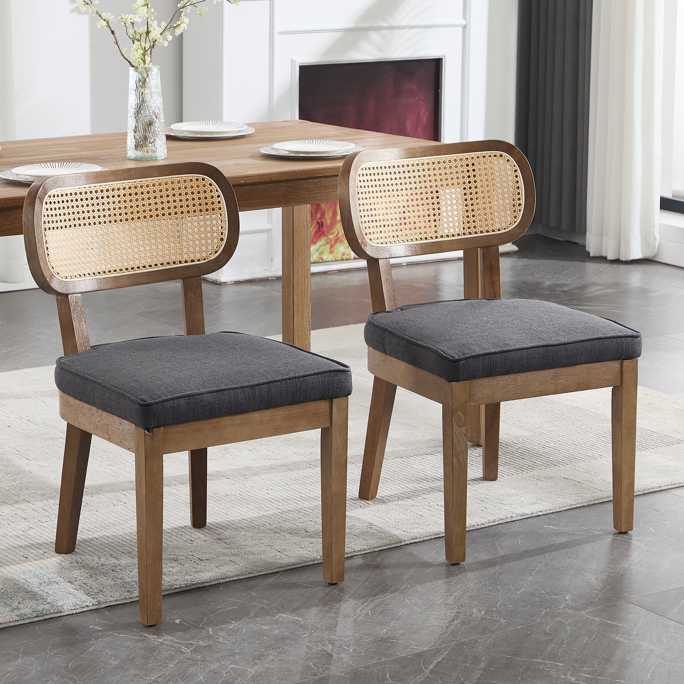 Janoray Rattan Cane Back Dining Chairs Set of 2 - 10084DC