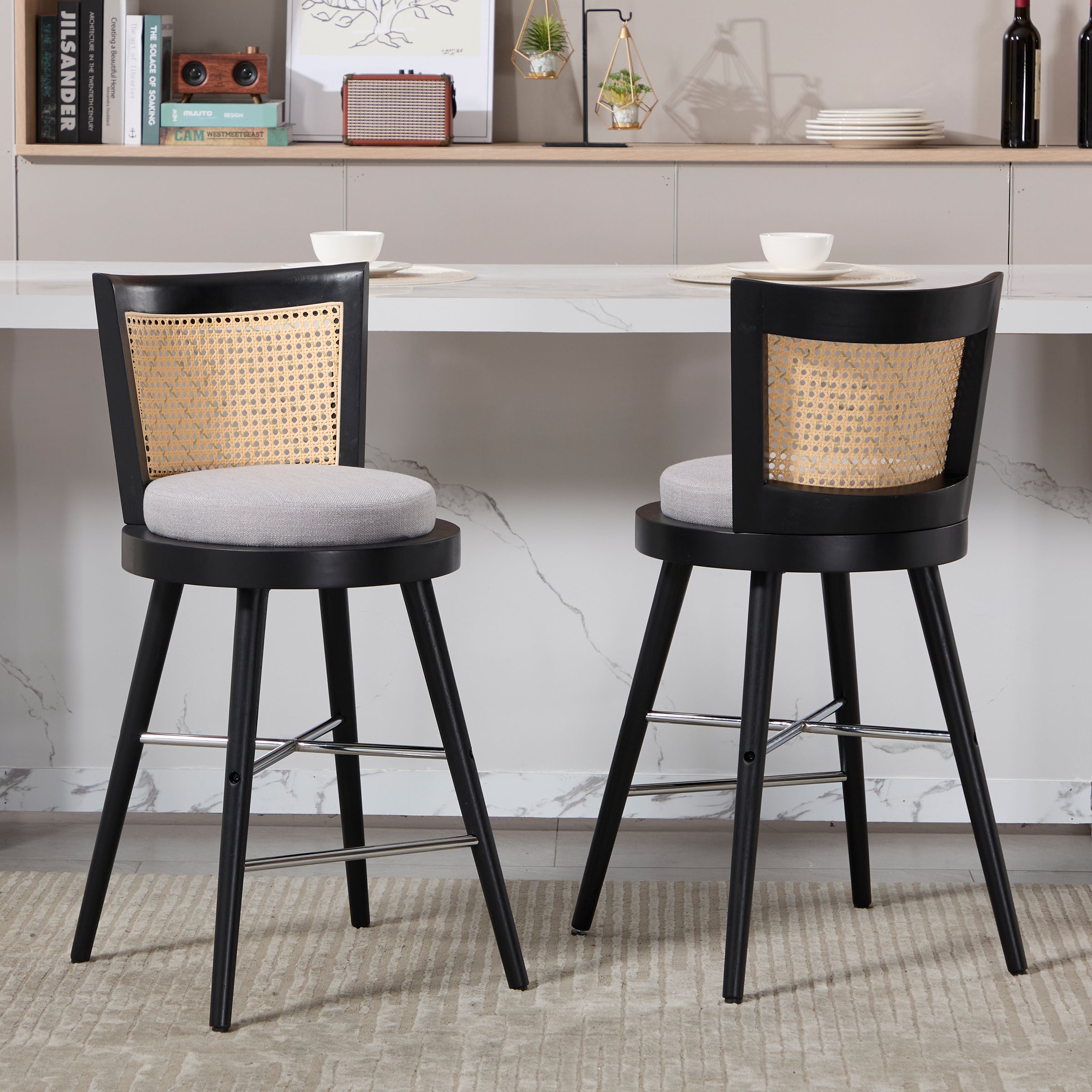 EALSON Rattan Counter Stools Set of 2 - 5823CS