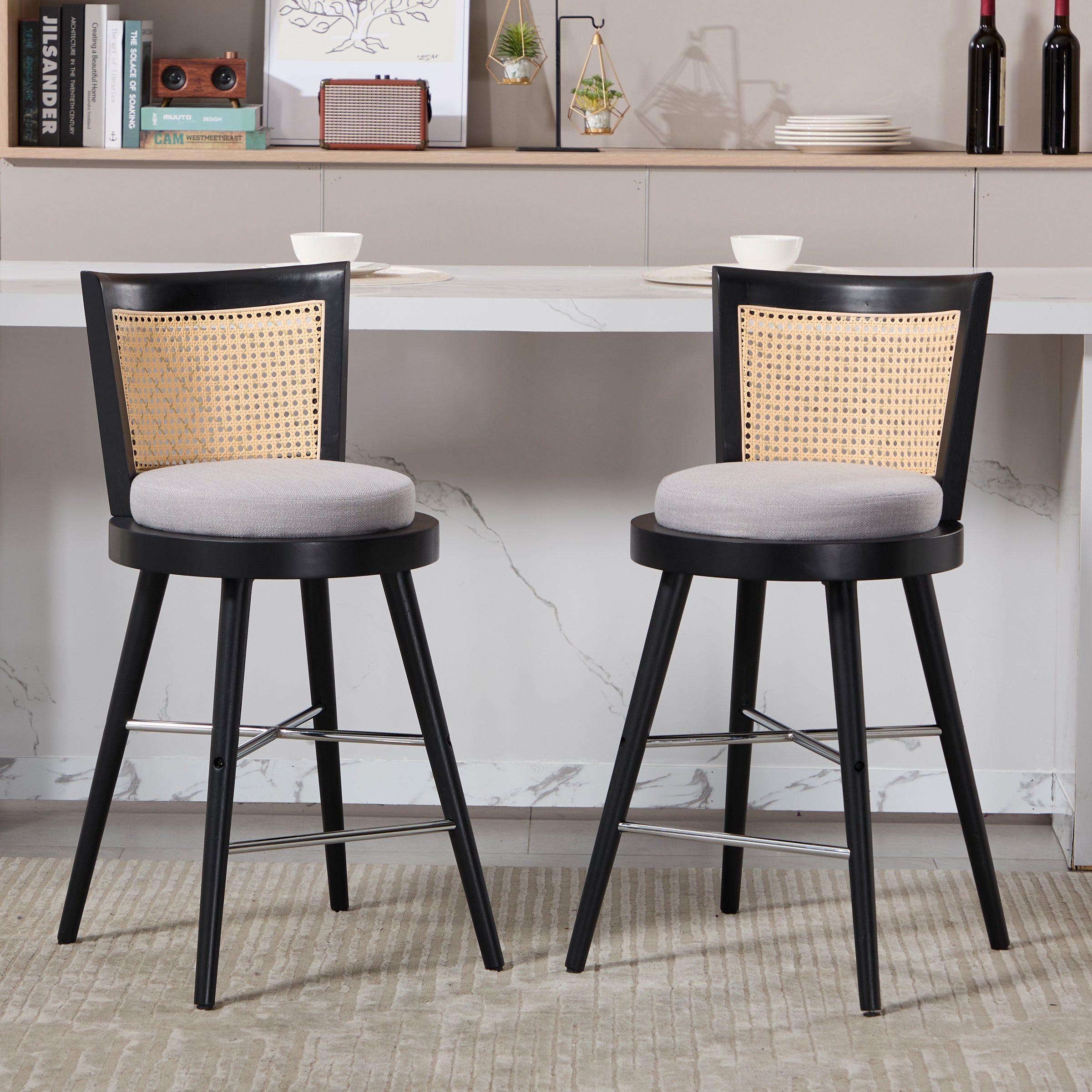 EALSON Rattan Counter Stools Set of 2 - 5823CS