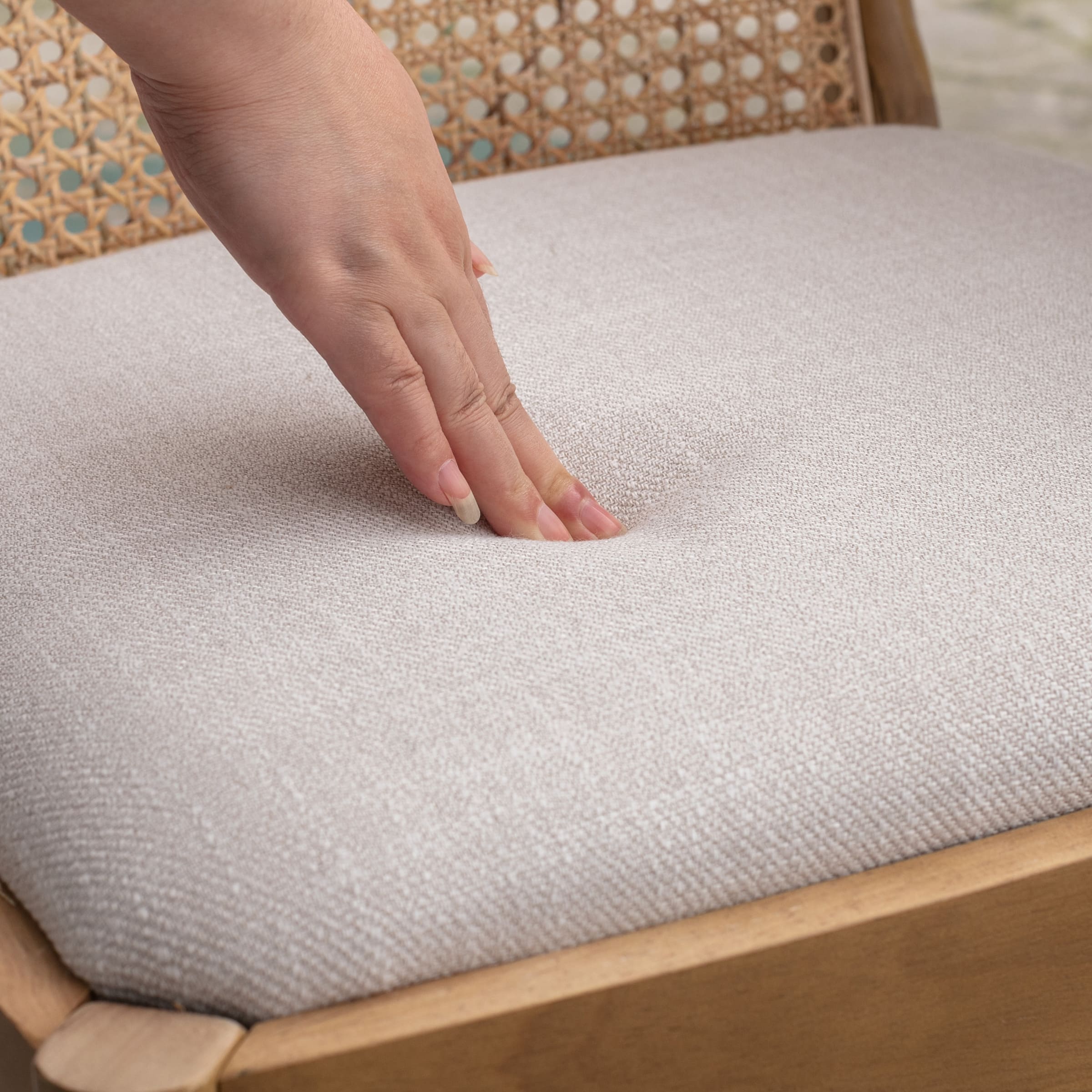 Janoray Rattan Upholstered Dining Chairs Set of 2 - 1866DC