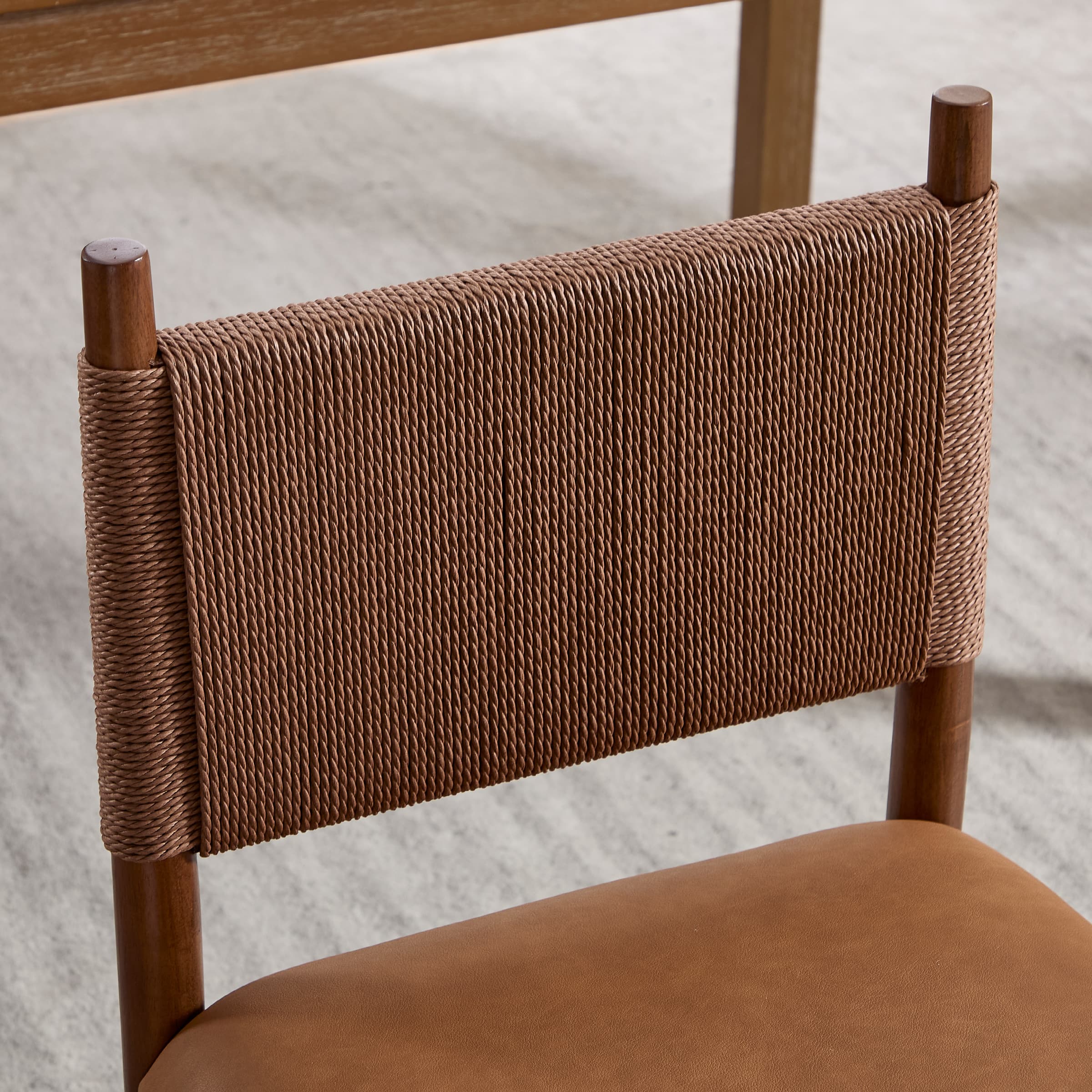 Janoray Rope Woven Back Boho Dining Chairs Set of 2 - 1021DC