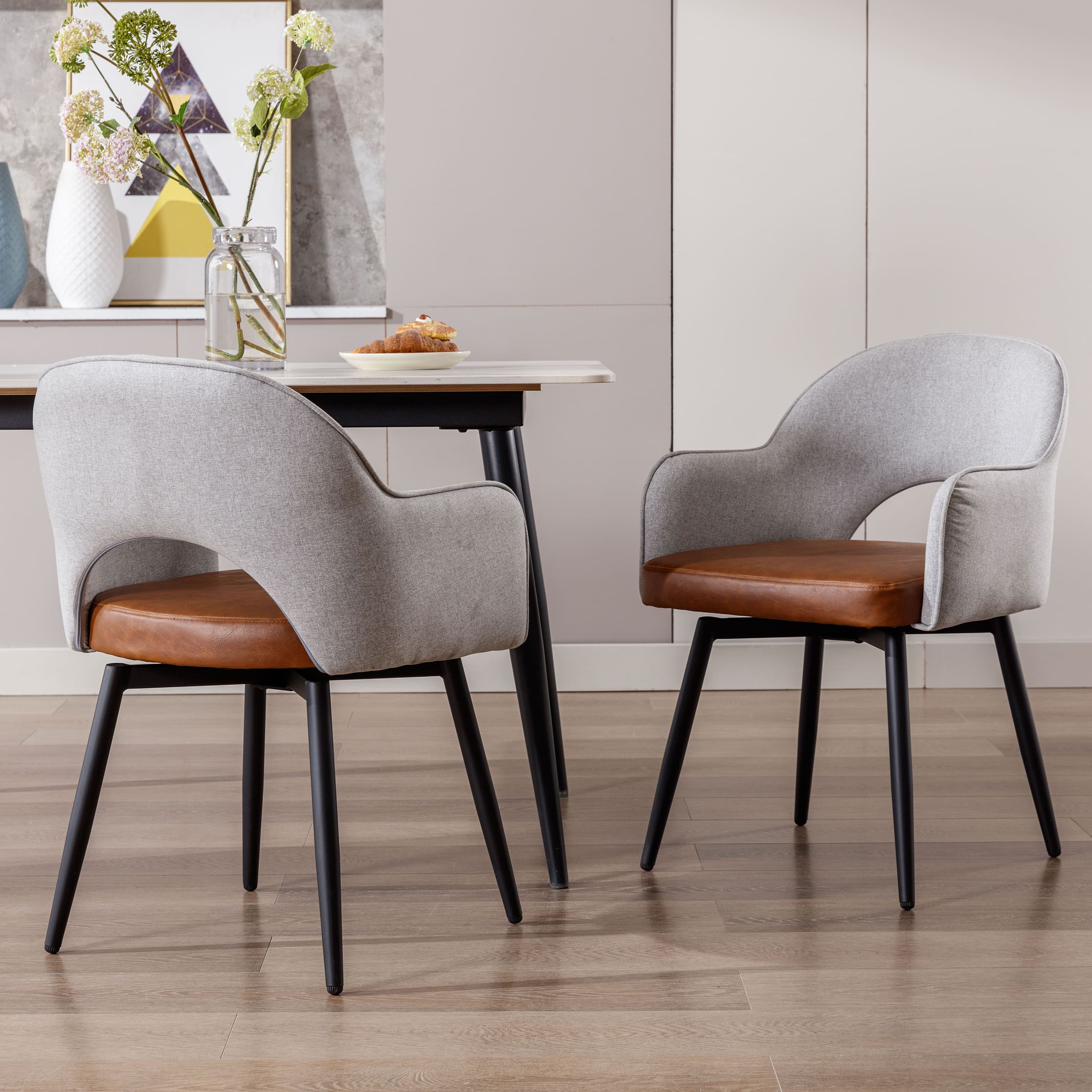 Janoray Swivel Kitchen Dining Chairs Set of 2 - 19027DC
